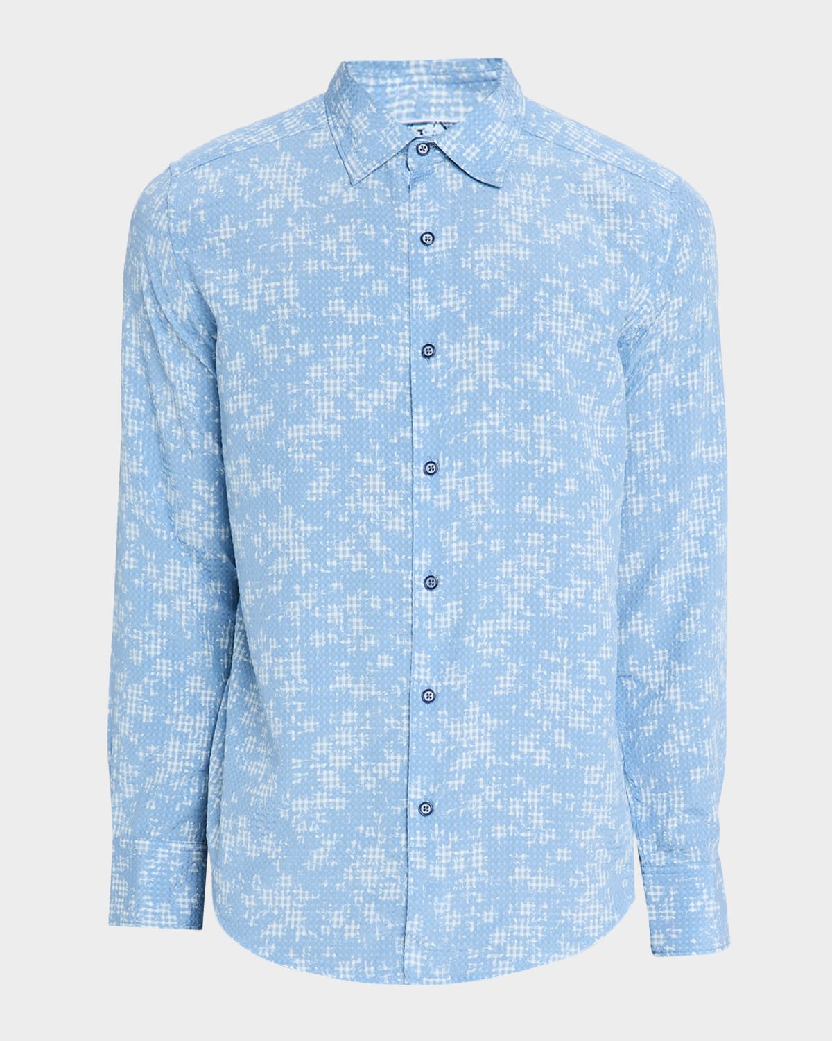 Robert Graham Men's Angola Floral Overlaid Check Sport Shirt In Blue