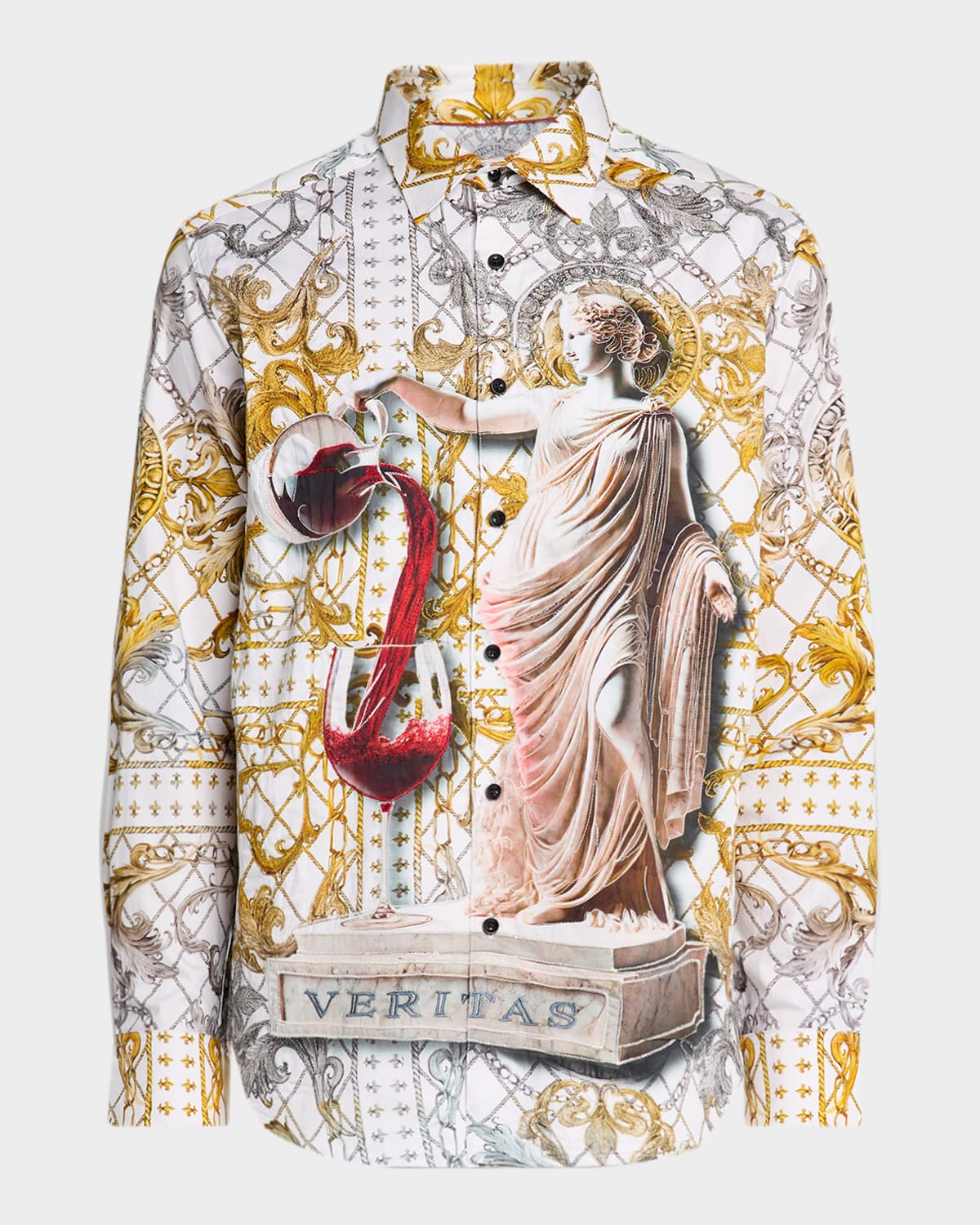 Robert Graham Men's Dionysian Cotton Damask And Sculpture Sport Shirt In White
