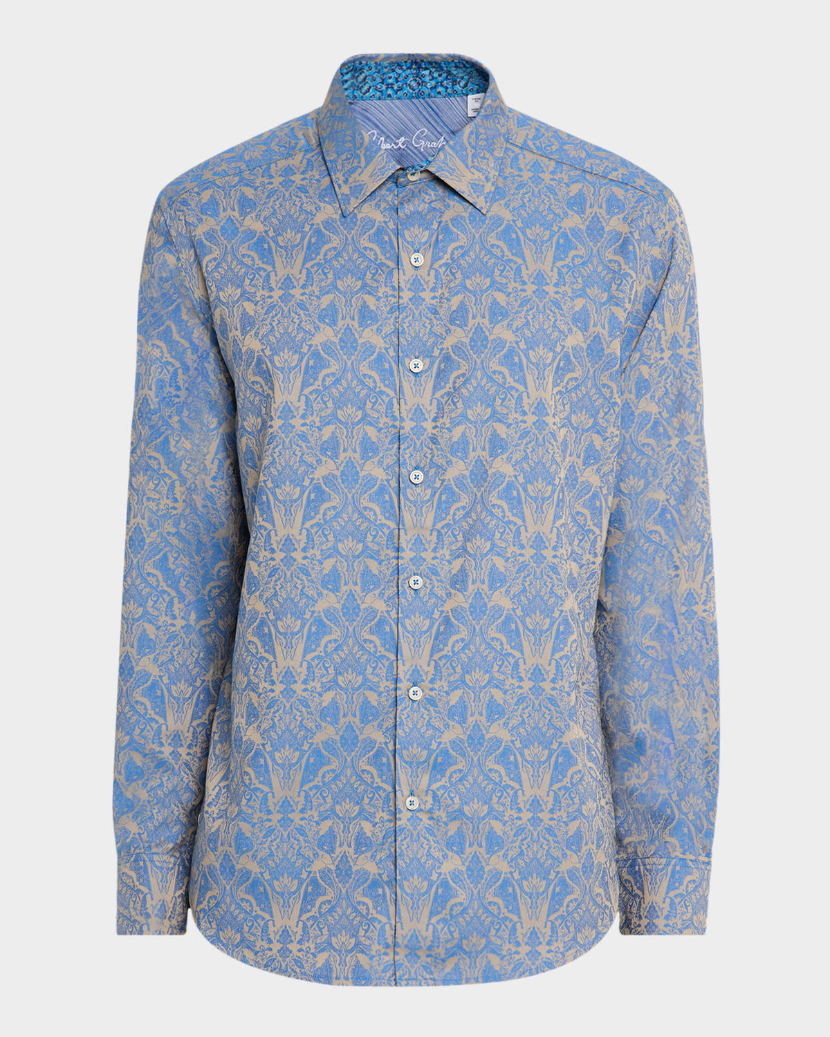 Robert Graham Men's Highland Damask Jacquard Sport Shirt In Blue