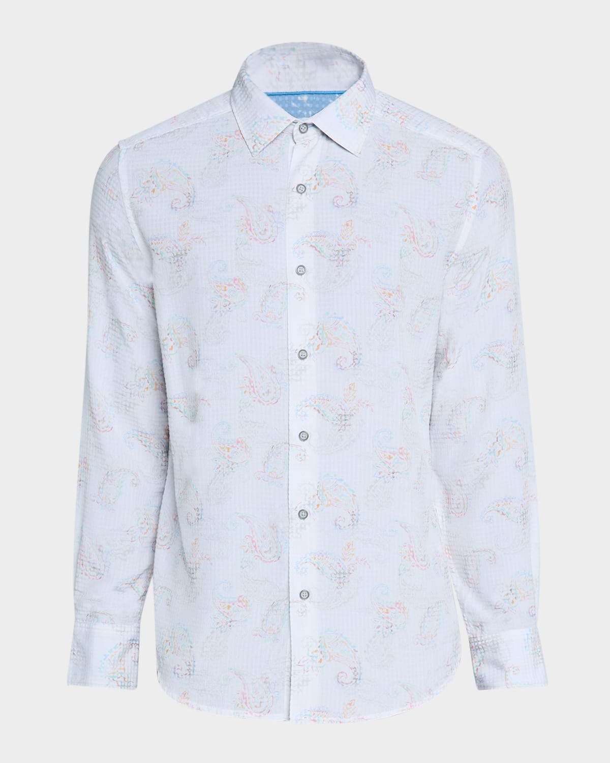 Robert Graham Men's Alibon Cotton Multicolor Paisley Sport Shirt In White