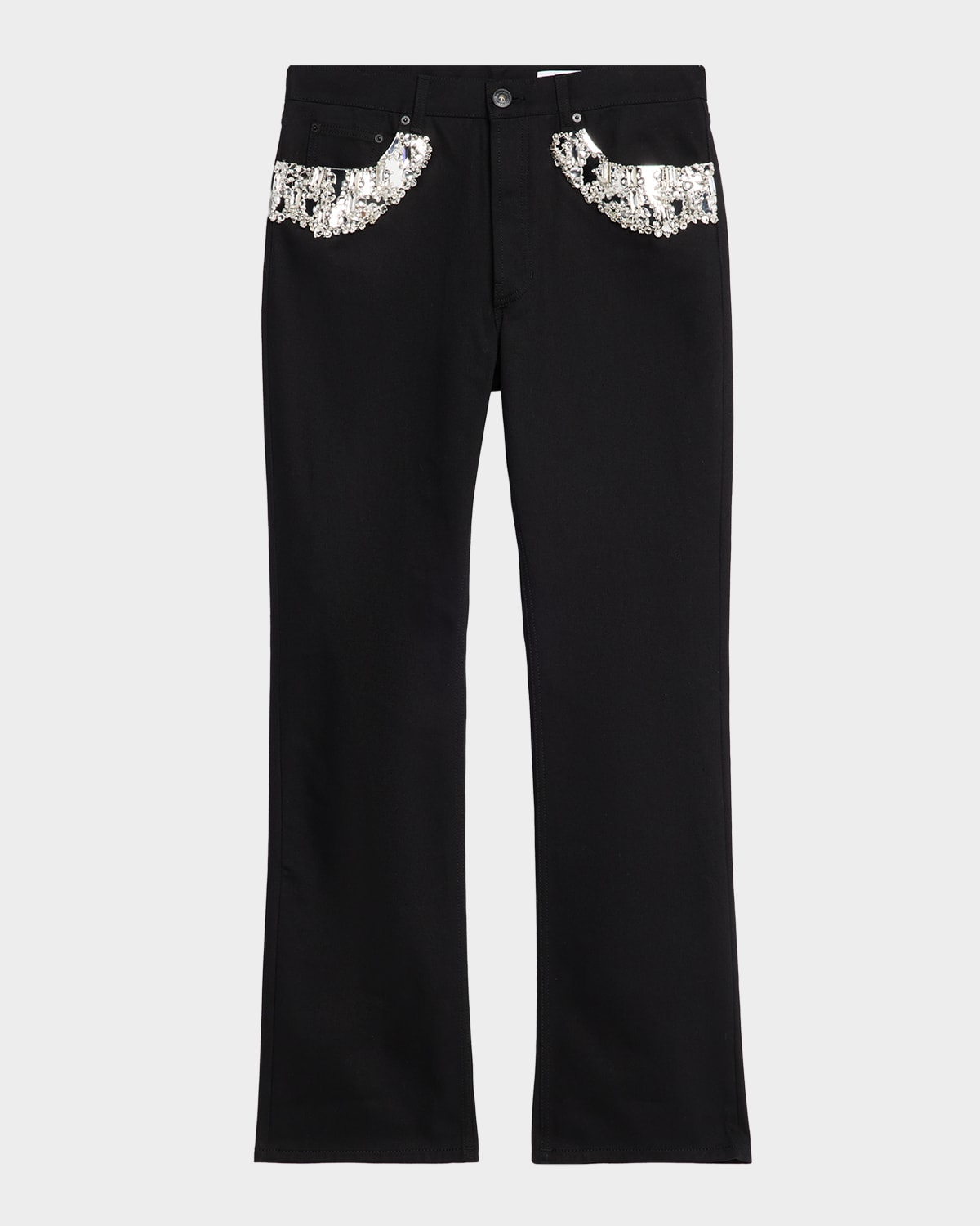 Alexander Mcqueen Men's Black Denim Slim Crystal-trim Jeans In Black