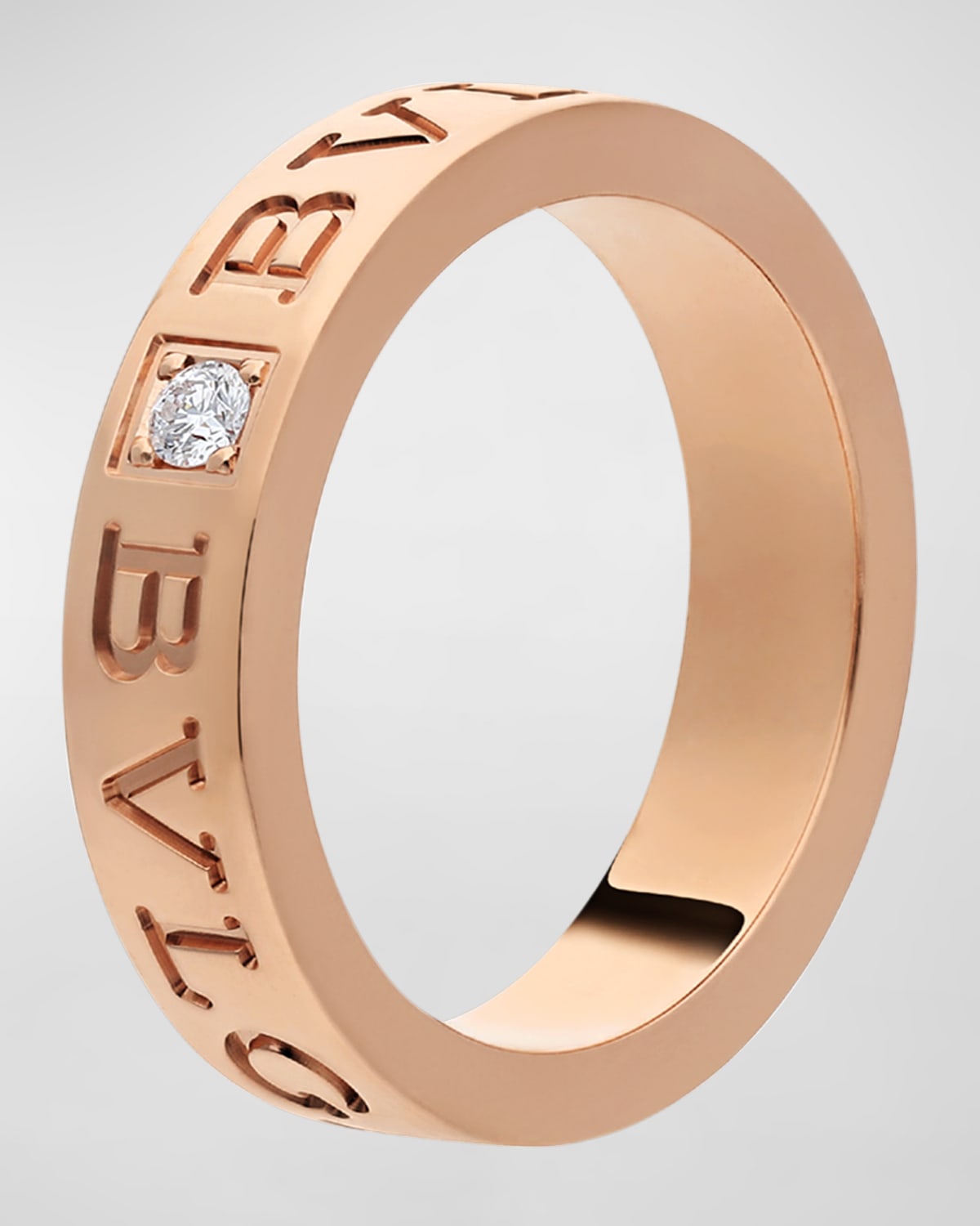 Unisex BVLGARI BVLGARI Pink Gold Band Ring, Size 53