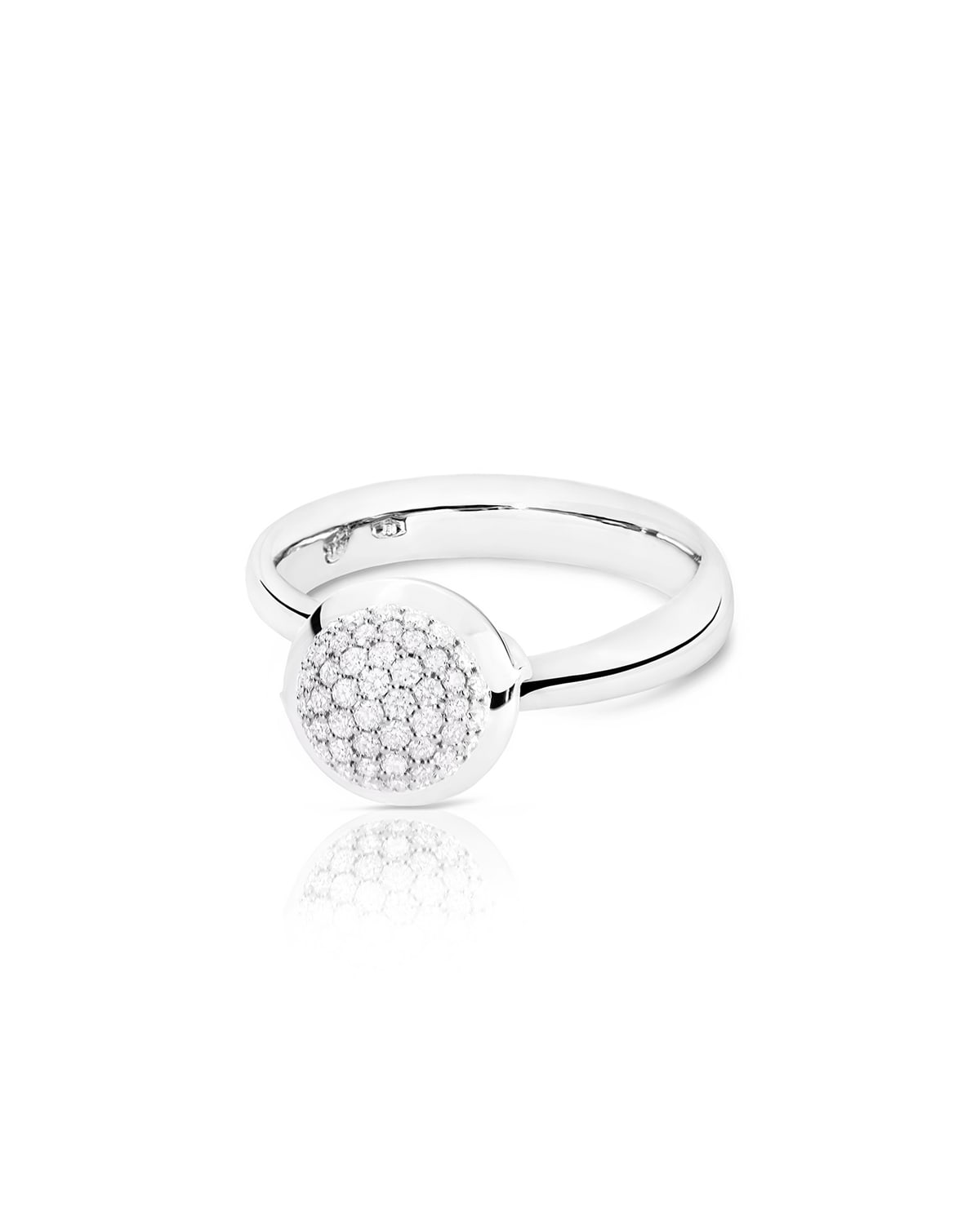 Bouton 18K White Gold Pave Diamond Ring, Size 7