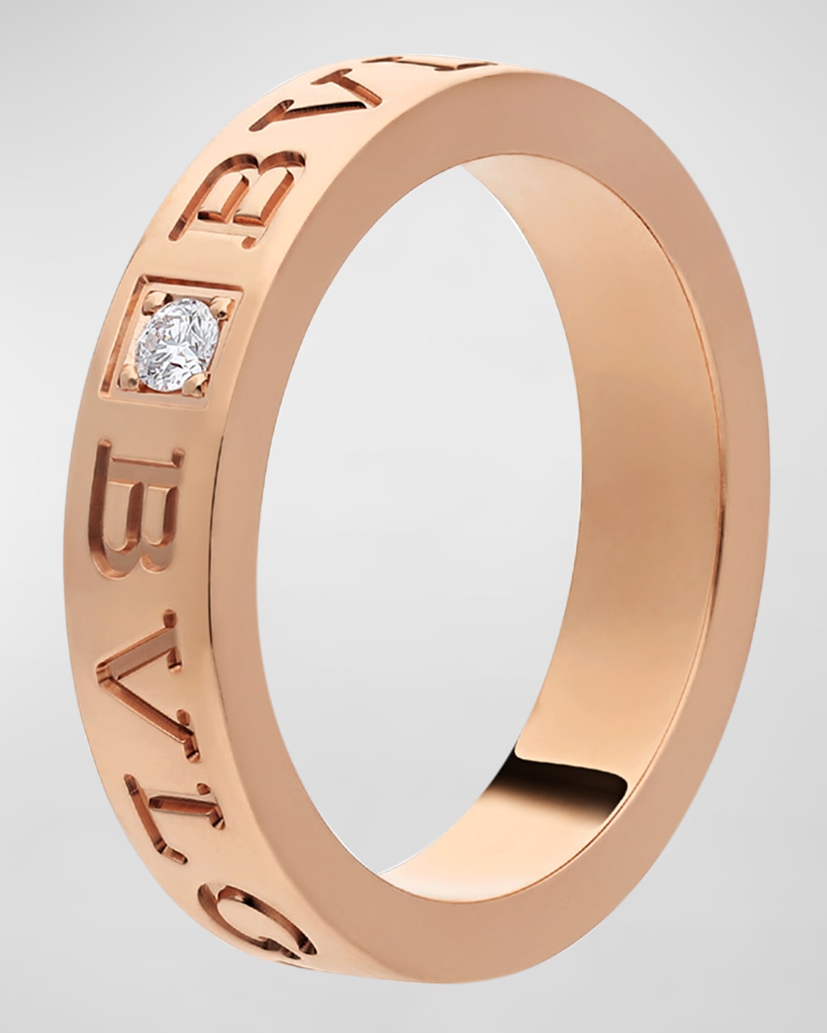 Unisex 18K Rose Gold Diamond Ring, Size 54