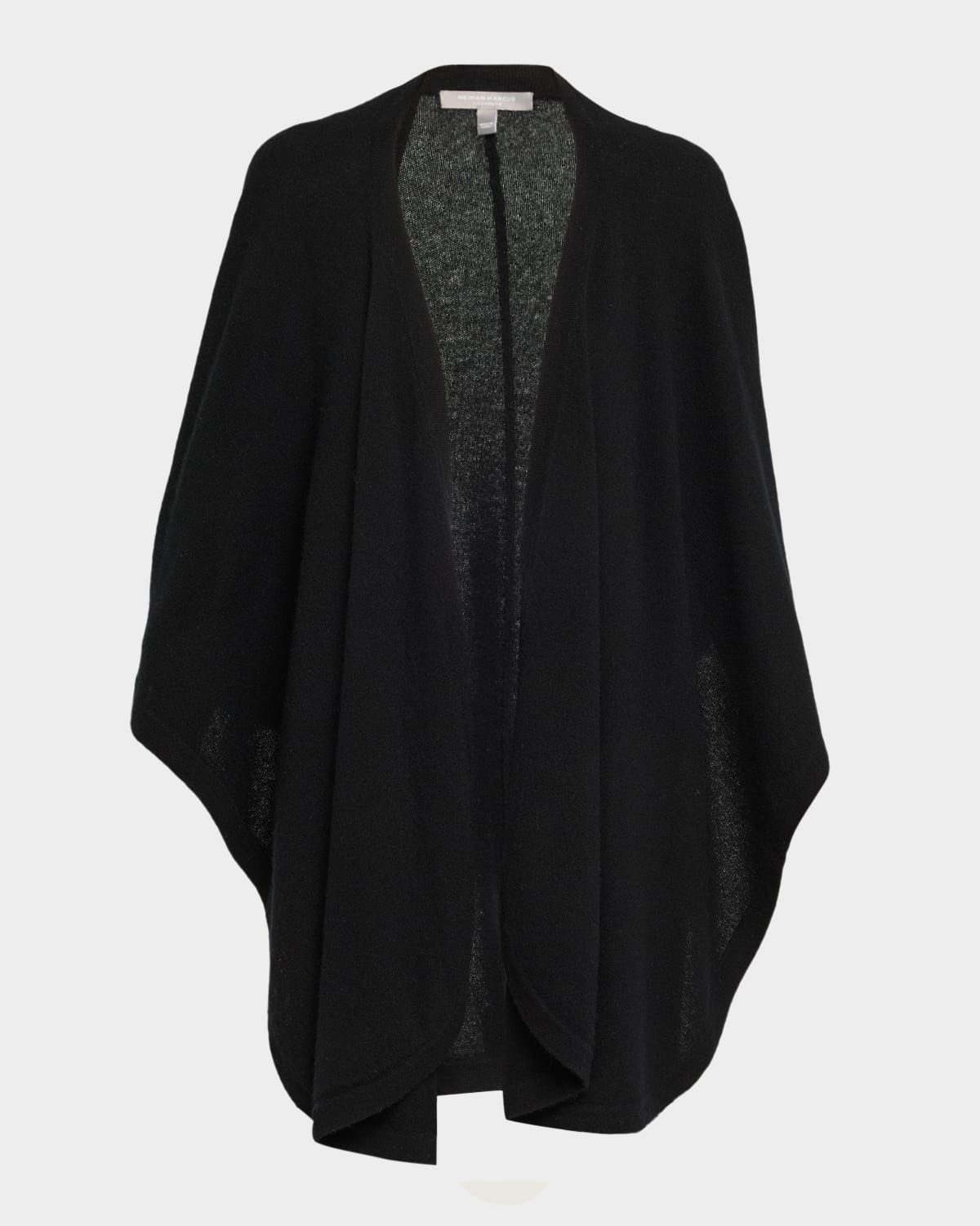 Neiman Marcus Cashmere Melange-knit Cape In Black