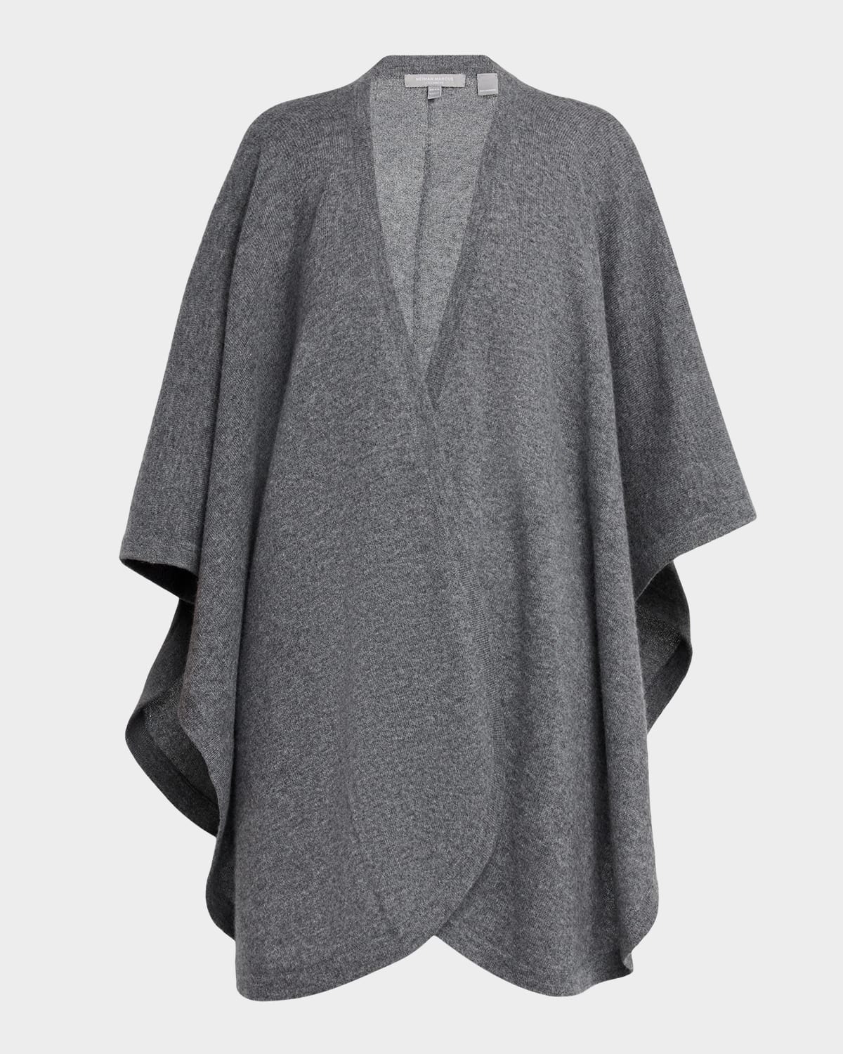 Neiman Marcus Cashmere Melange-knit Cape In Gray