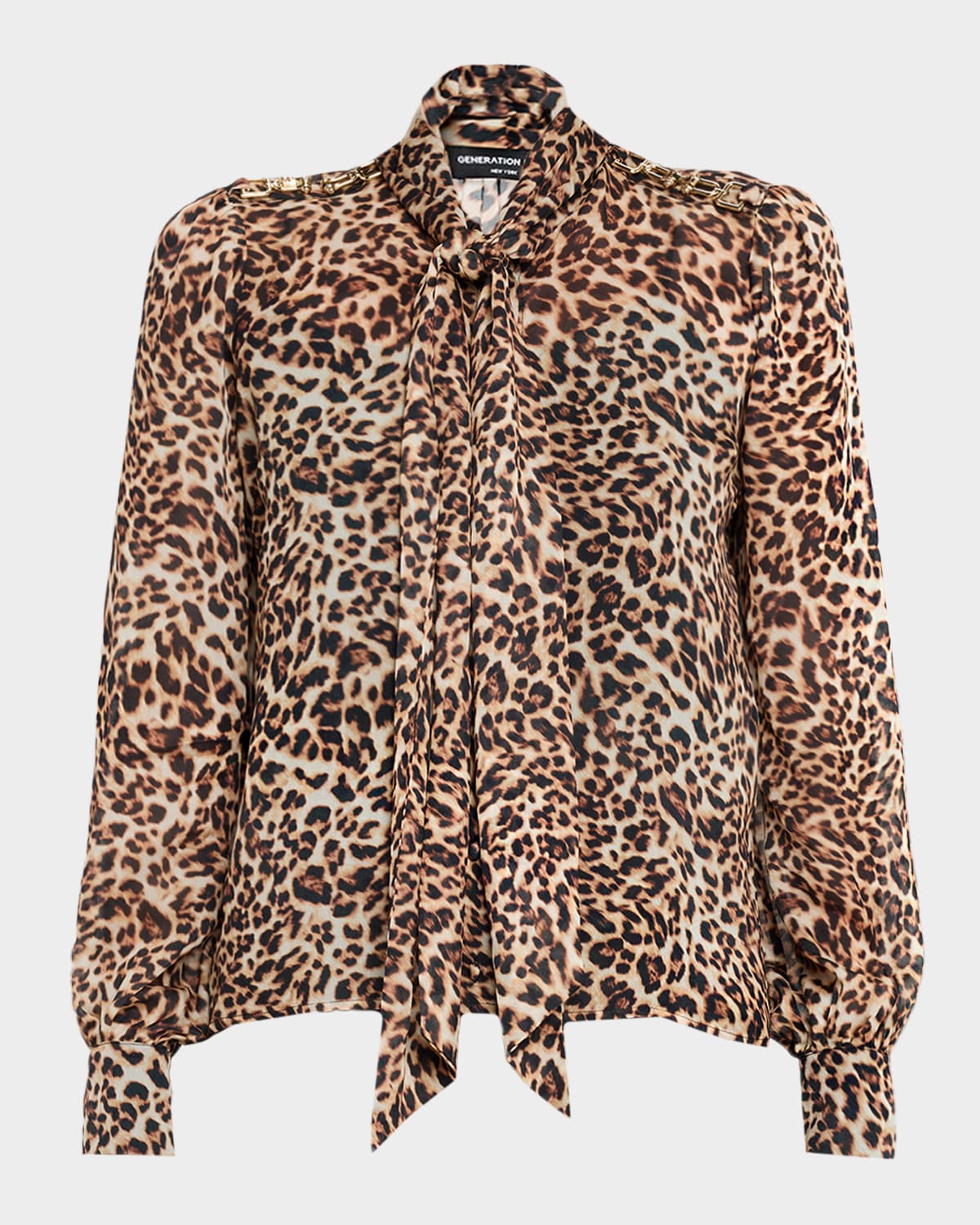 Generation Love Veralli Leopard Tie-neck Blouse In Animal Print