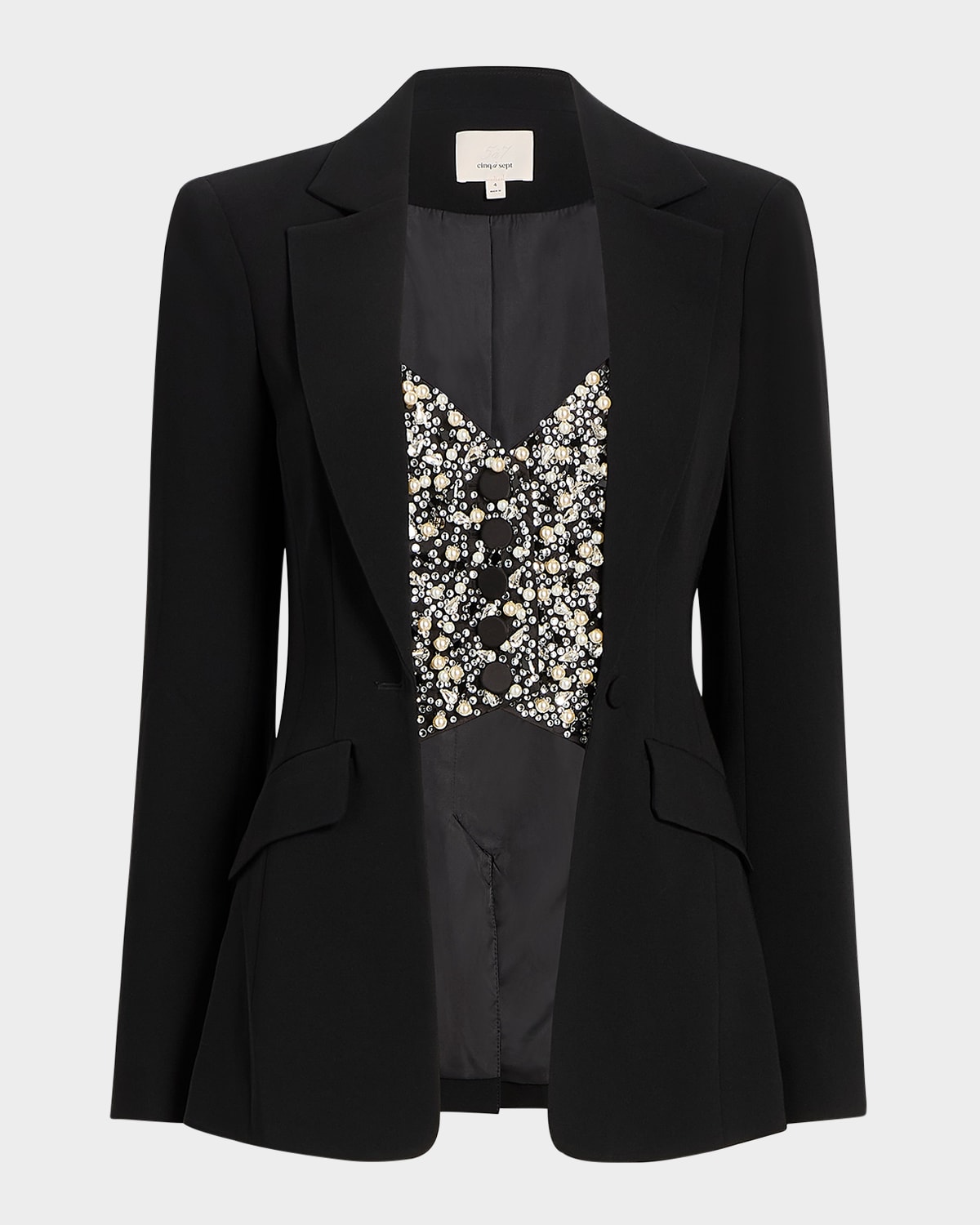 Cinq À Sept Cynthia Embellished Combo Blazer In Black