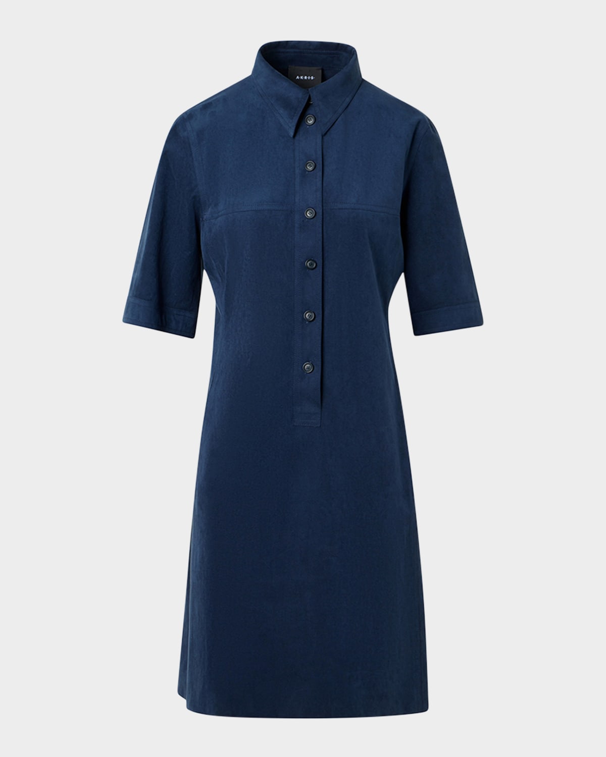 Akris Techno Ultrasuede Mini Polo Shirtdress In Blue