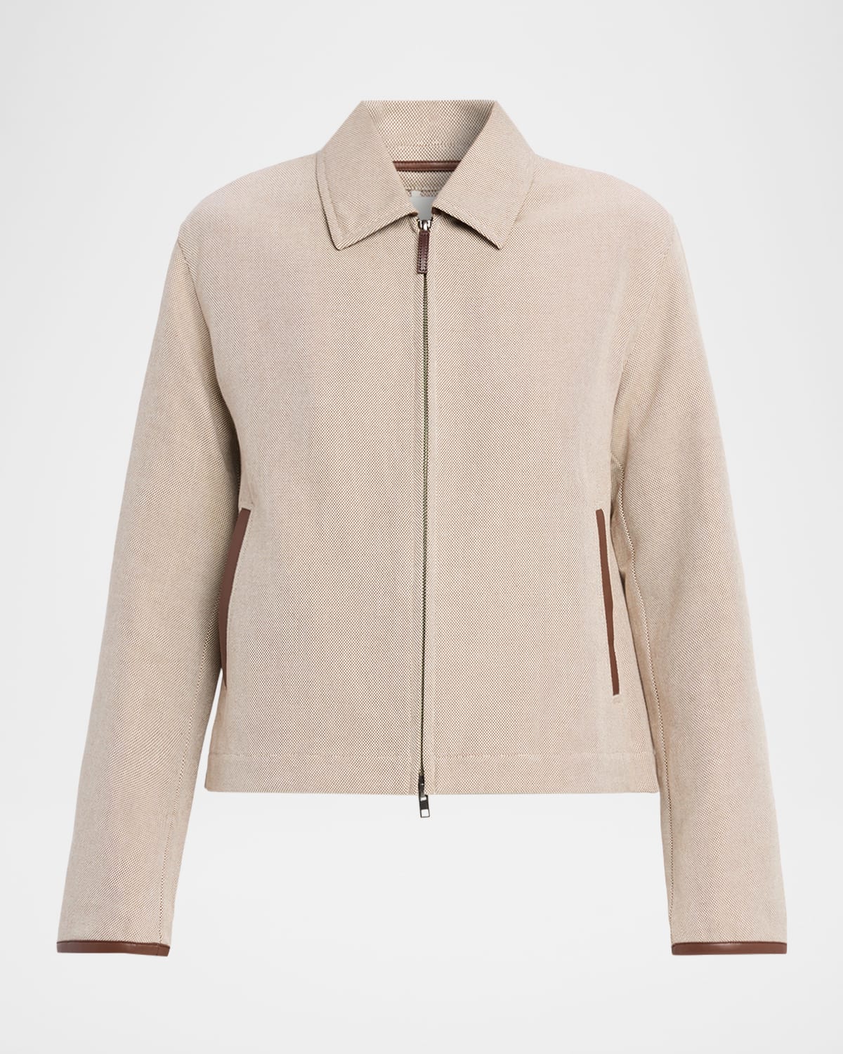 Vince Faux Leather Trim Jacket In Neutral