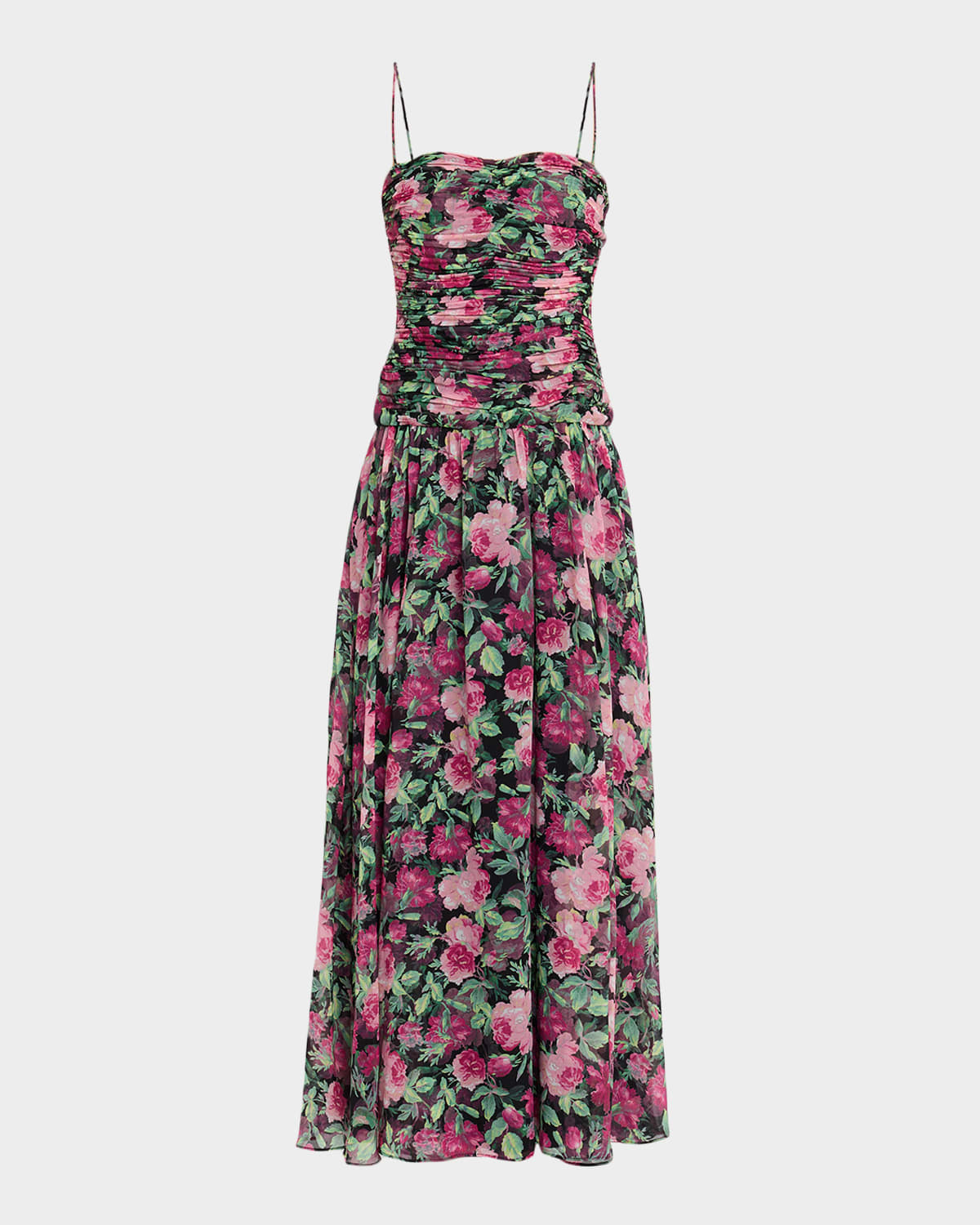 Ungaro Dylan Floral Chiffon Ruched Maxi Dress In Multi