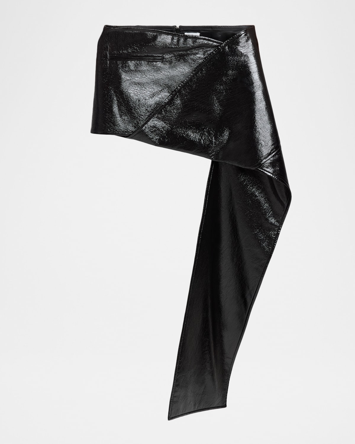 Courrèges Side-drape Vinyl Mini Skirt In Black