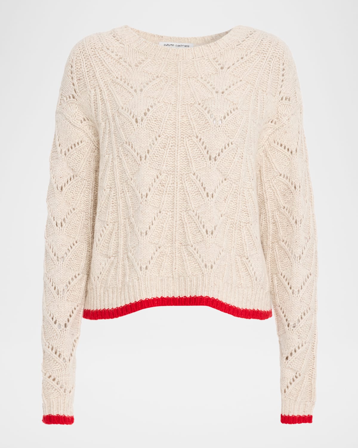 Autumn Cashmere Boxy Shell-Stitch Cashmere Sweater