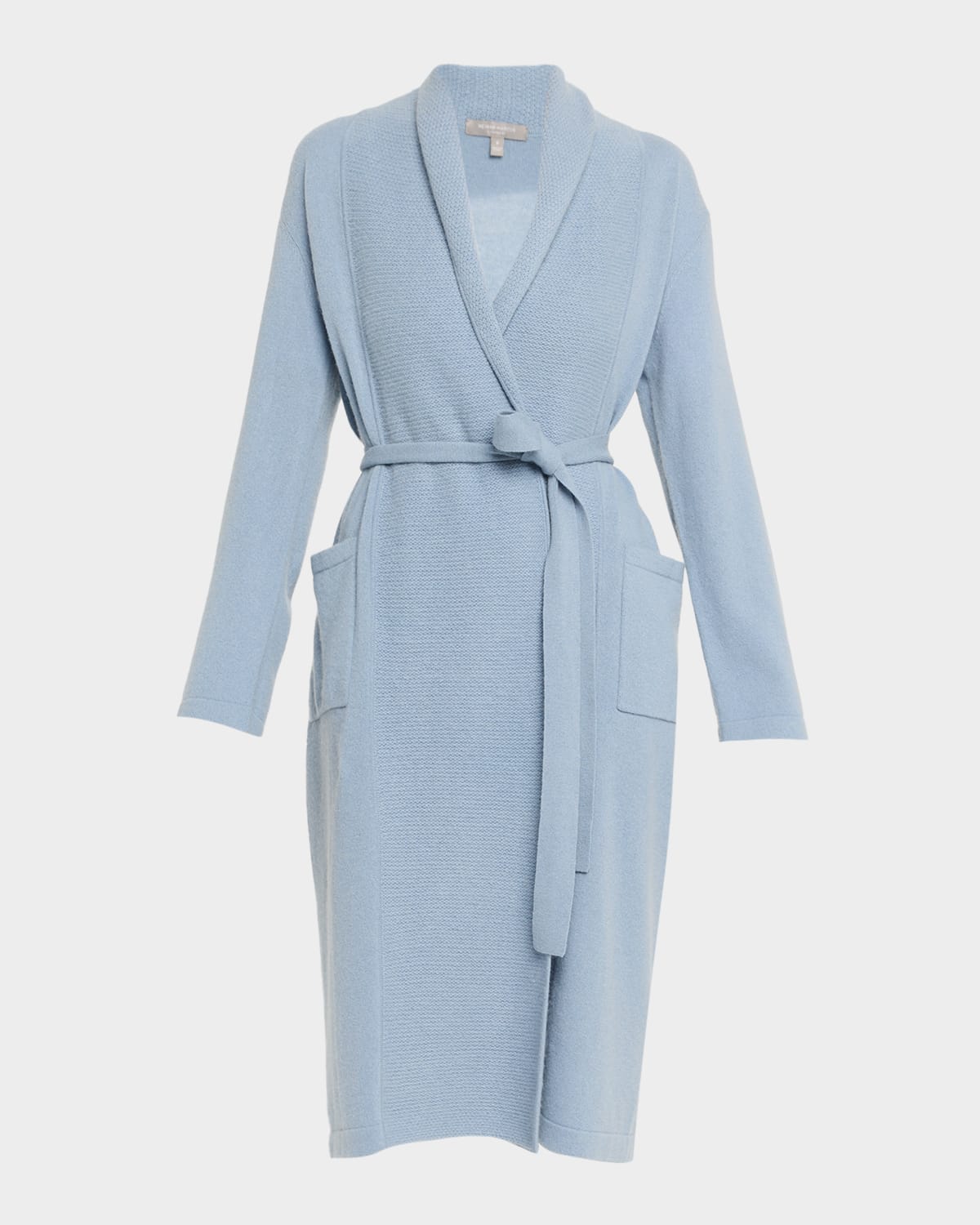 Neiman Marcus Cashmere Shawl-collar Robe In Blue