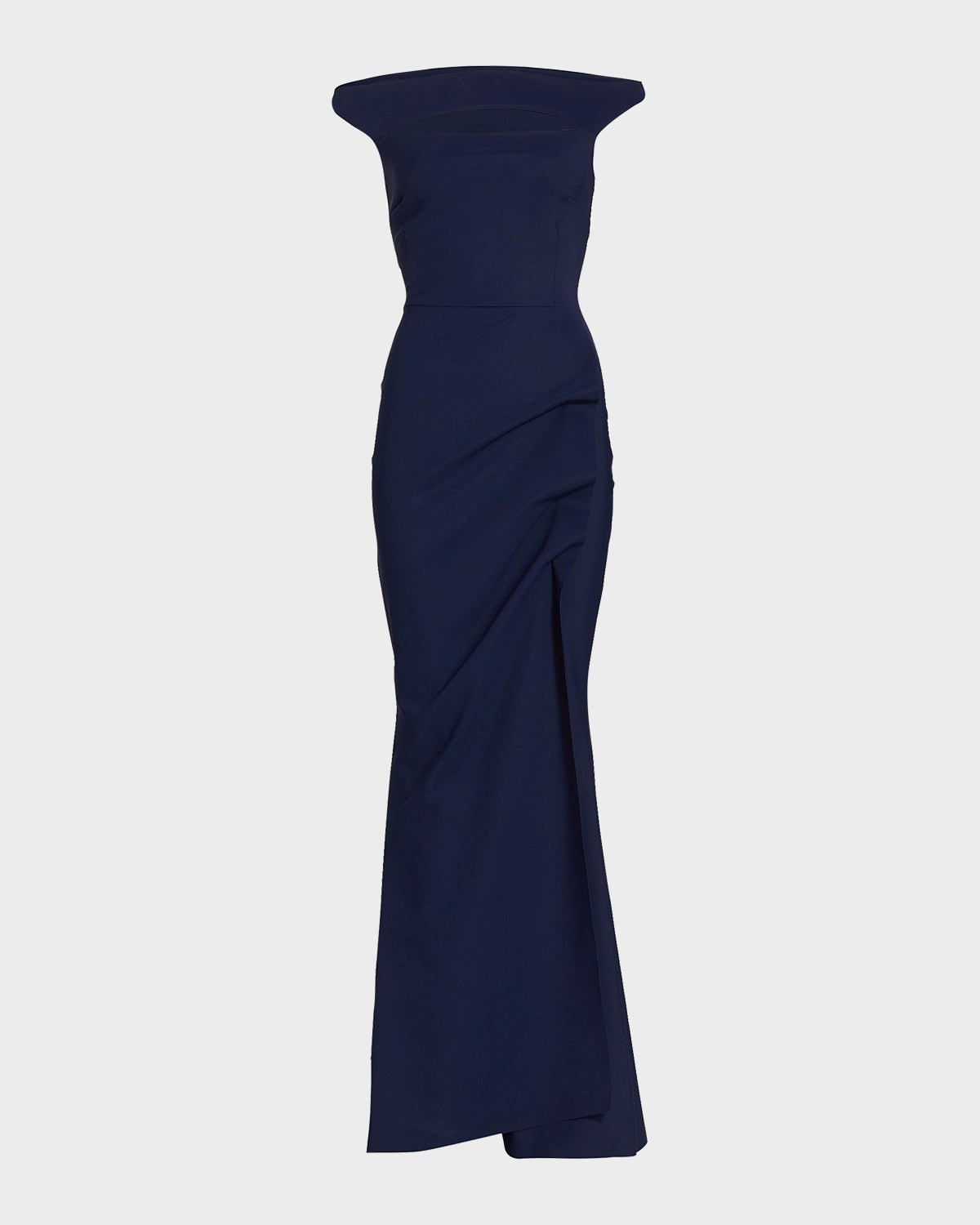 Chiara Boni La Petite Robe Cutout Off-shoulder Column Gown In Blue
