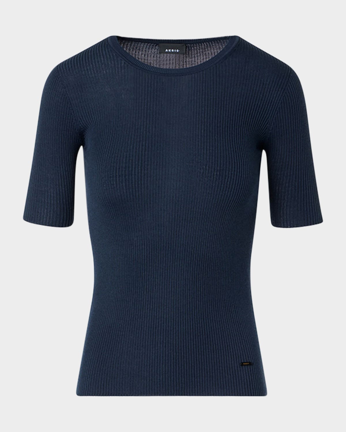 Akris Cotton Silk Short-sleeve Sweater In Blue