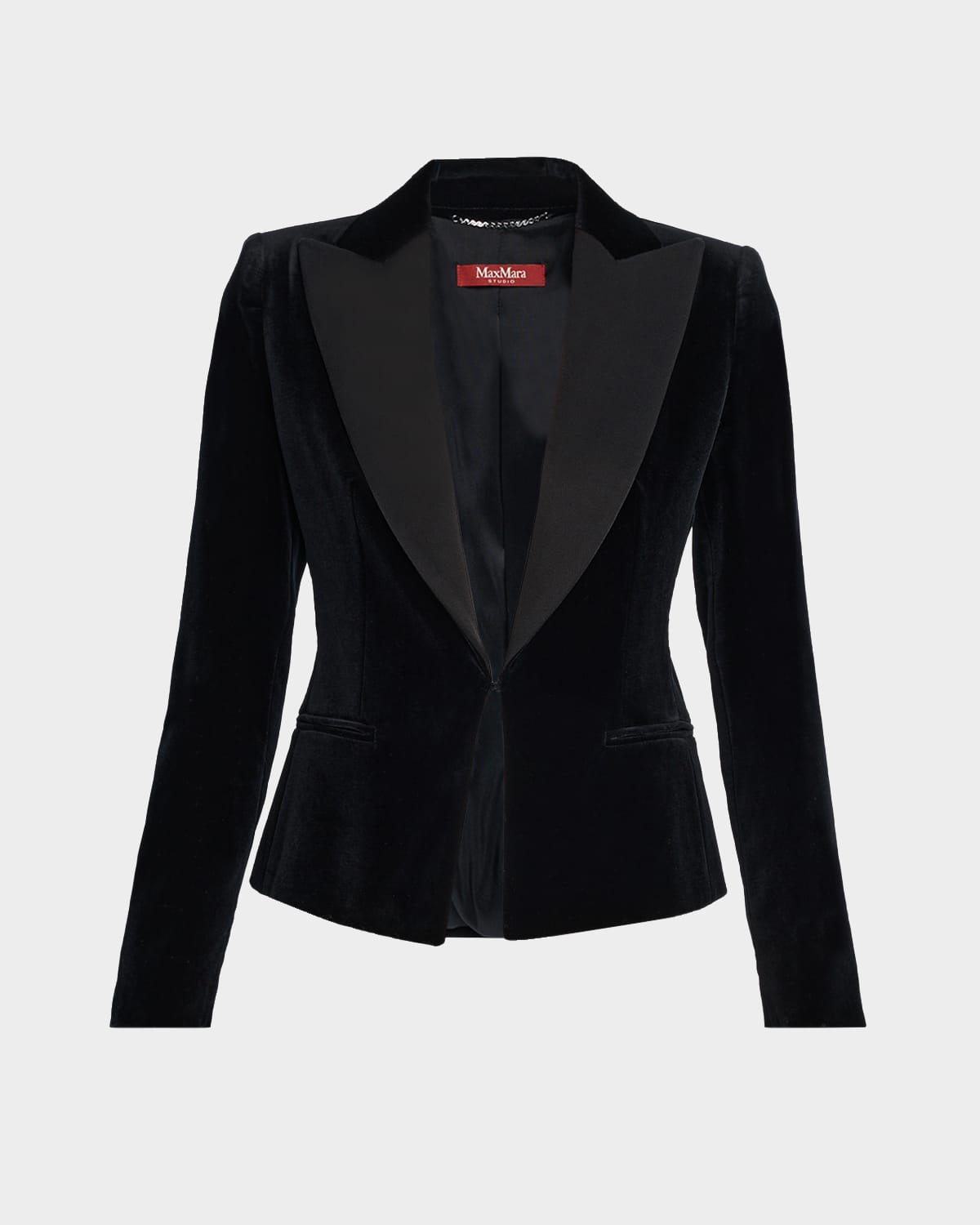 Max Mara Eolie Peak-lapel Velvet Tuxedo Jacket In Black