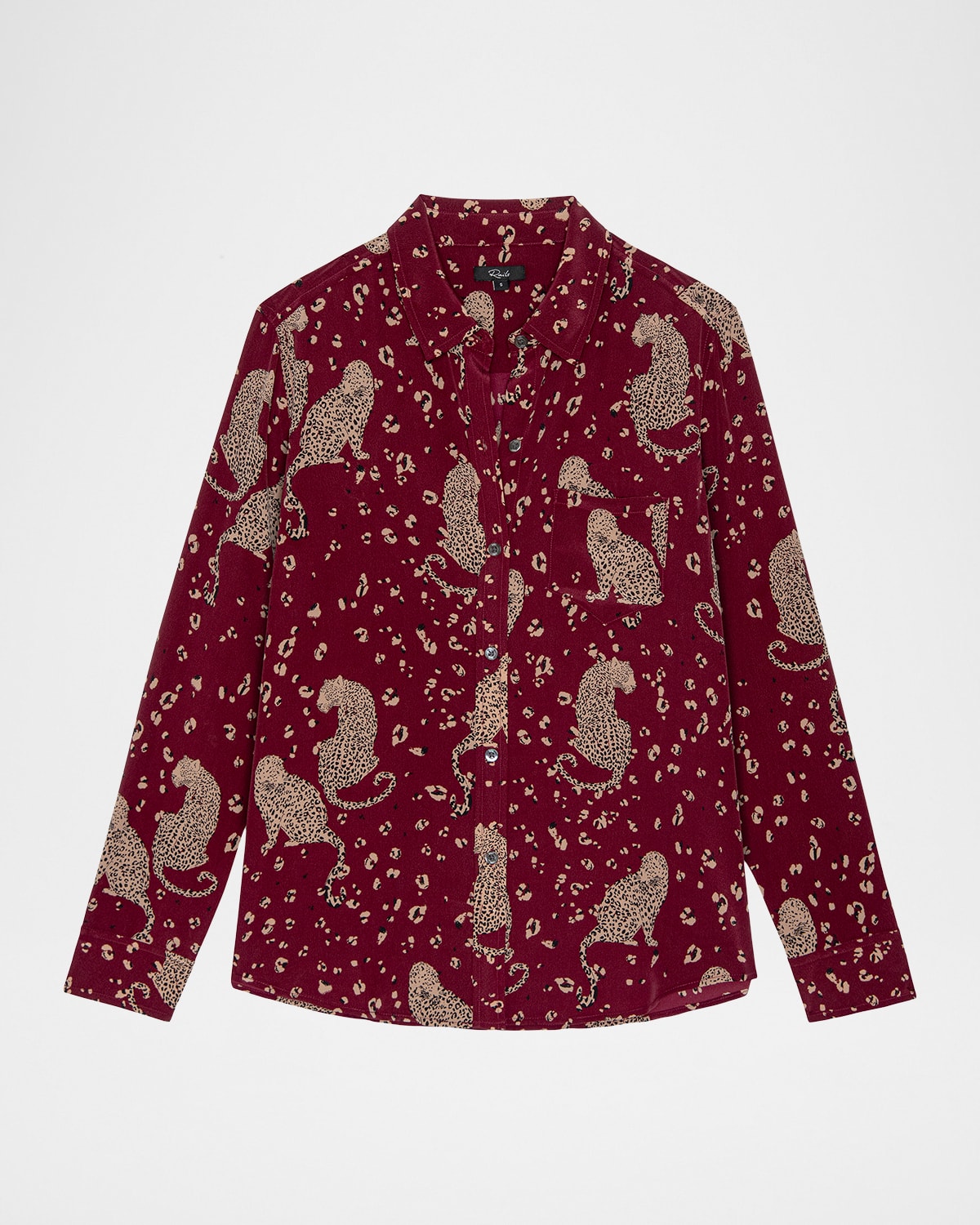 Rails Kate Leopard Silk Blouse In Red