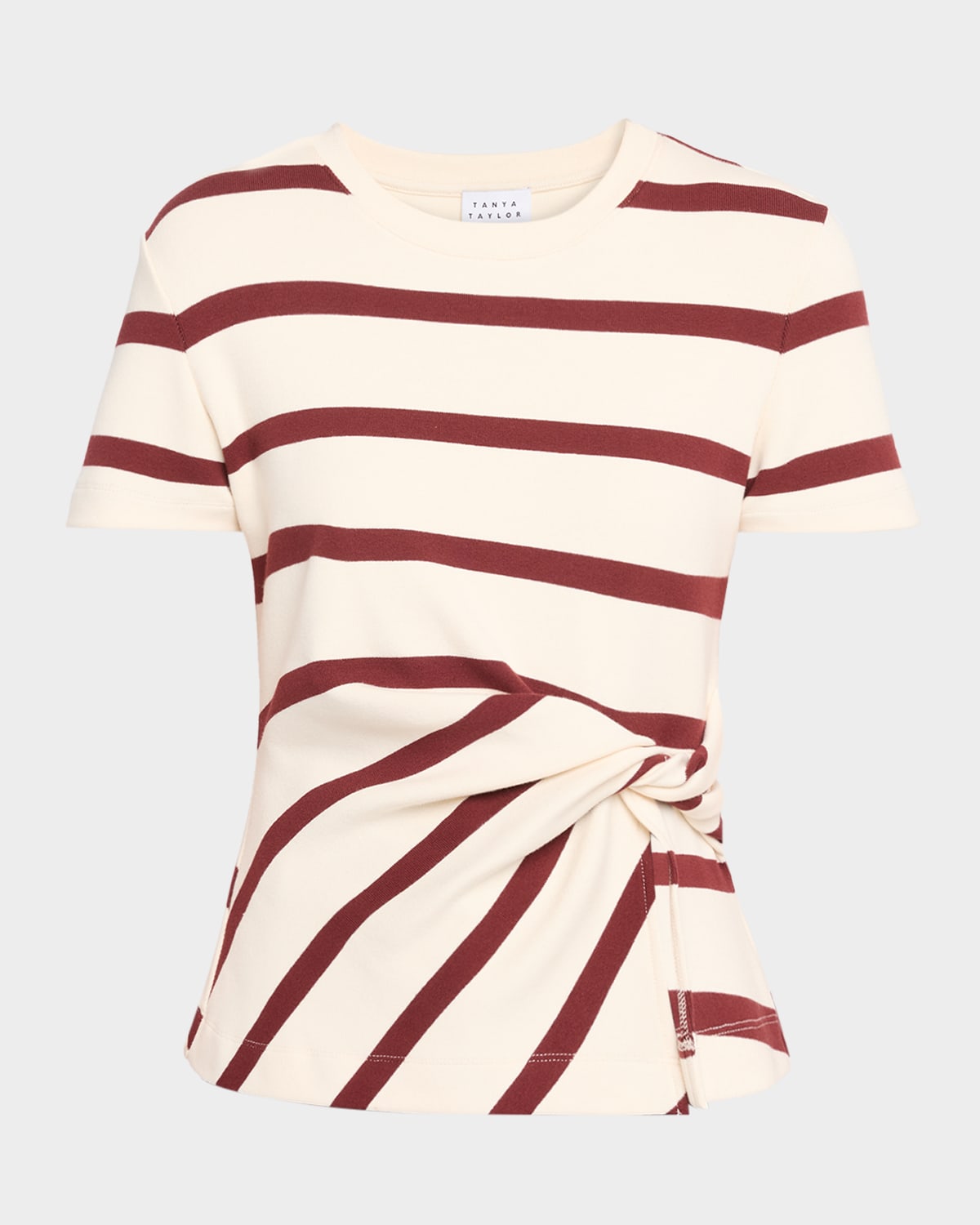 Tanya Taylor Carlita Short-sleeve Twist Top In Brown