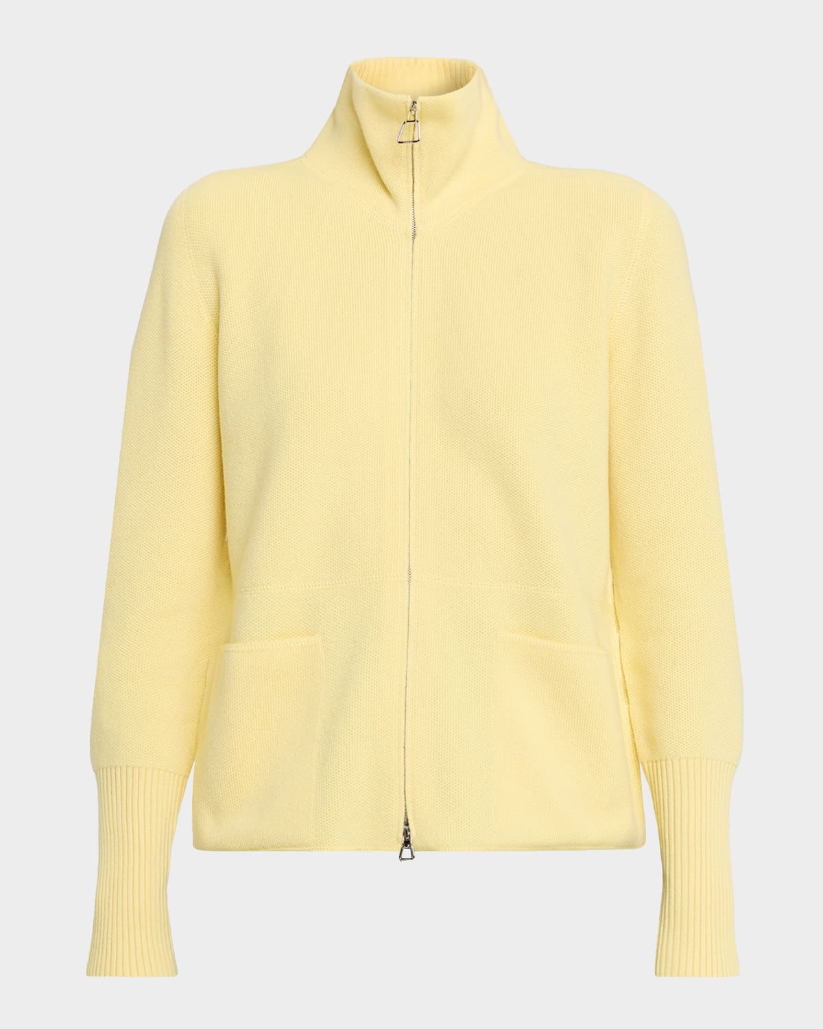 Akris Cashmere Pique Knit Cardigan Sweater In Yellow