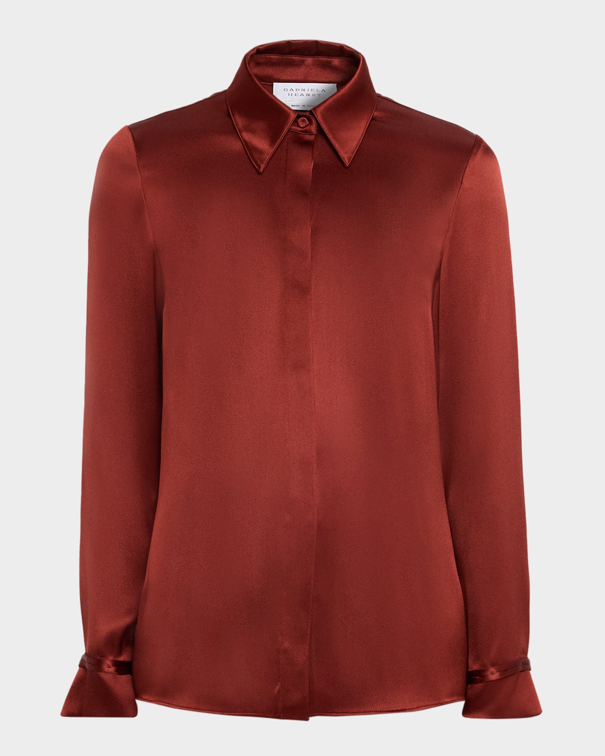 Gabriela Hearst Cruz Silk Button-front Shirt In Burgundy