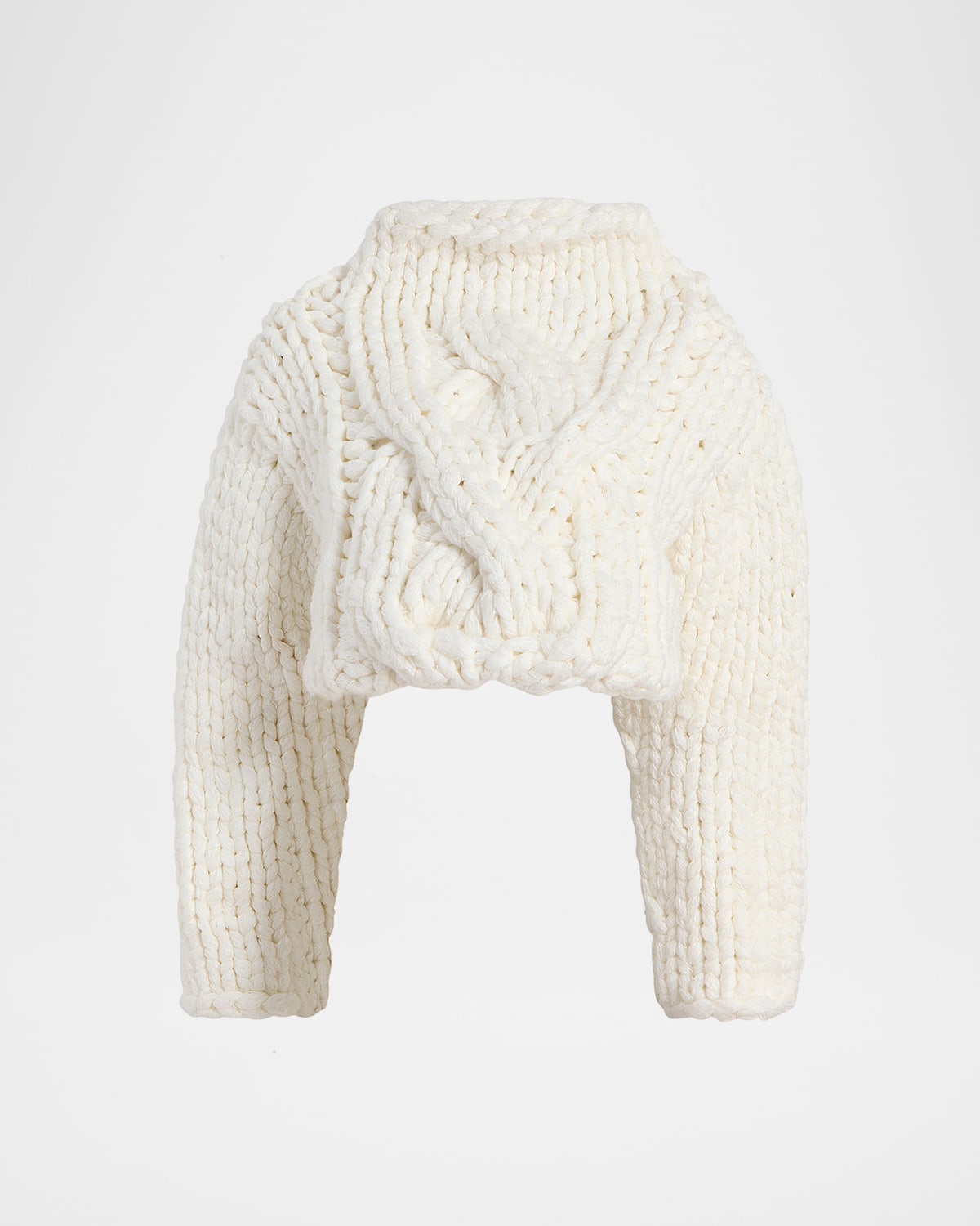 Khaite Ninel Oversized Cable-knit Crop Sweater In Brown