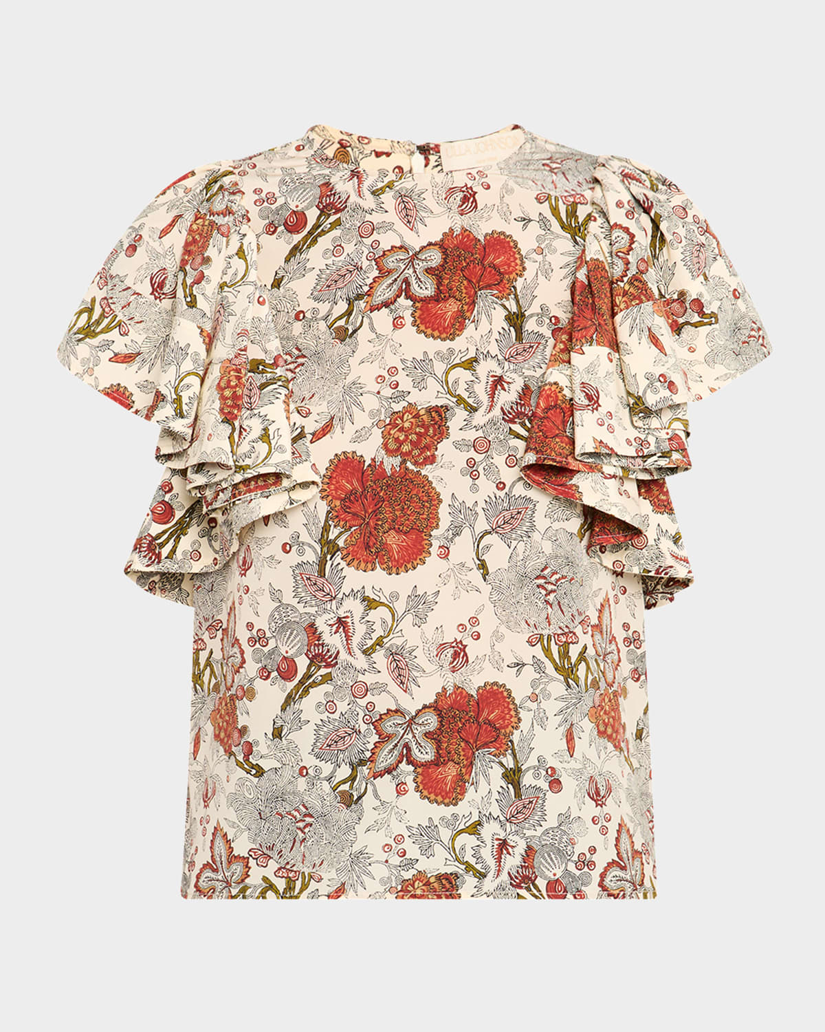 Ulla Johnson Lena Silk Flutter Sleeve Blouse In Multi