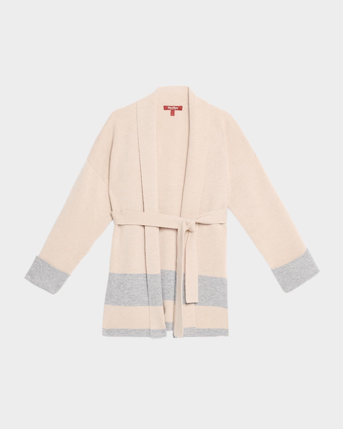 Max Mara Gentile Striped Shawl-collar Wrap Sweater In Neutral