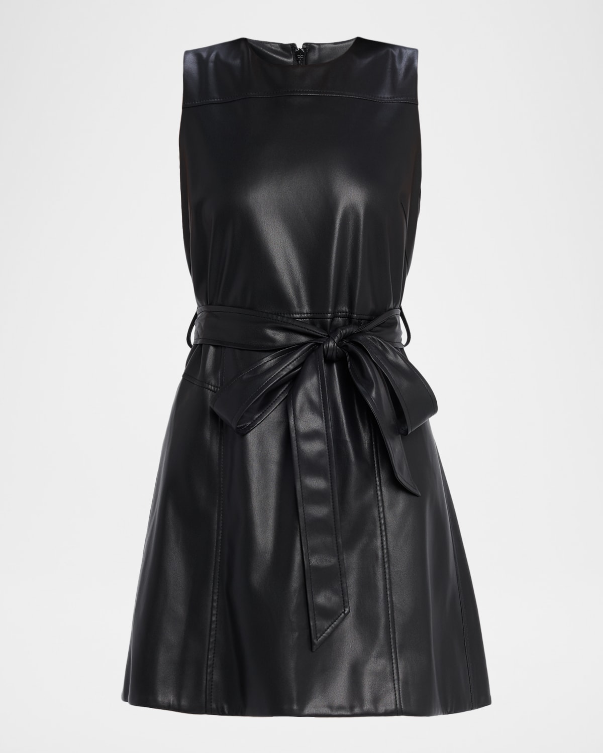 Tanya Taylor Claudia Belted Vegan Leather Mini Dress In Multi