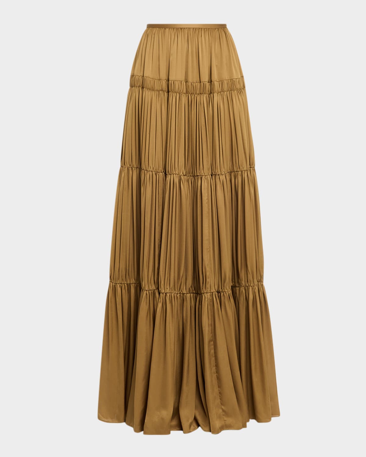 Ulla Johnson Gaelle Gathered Silk Maxi Skirt In Green
