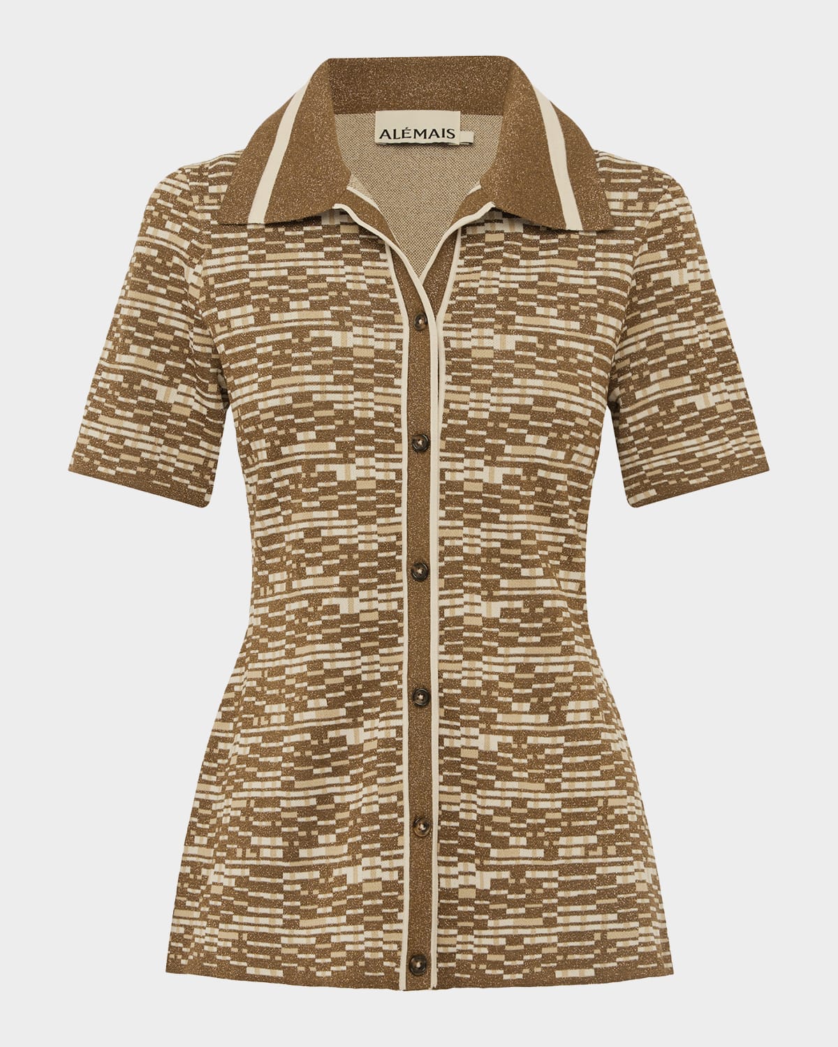 Alemais Stefanie Knit Button-front Shirt In Multi