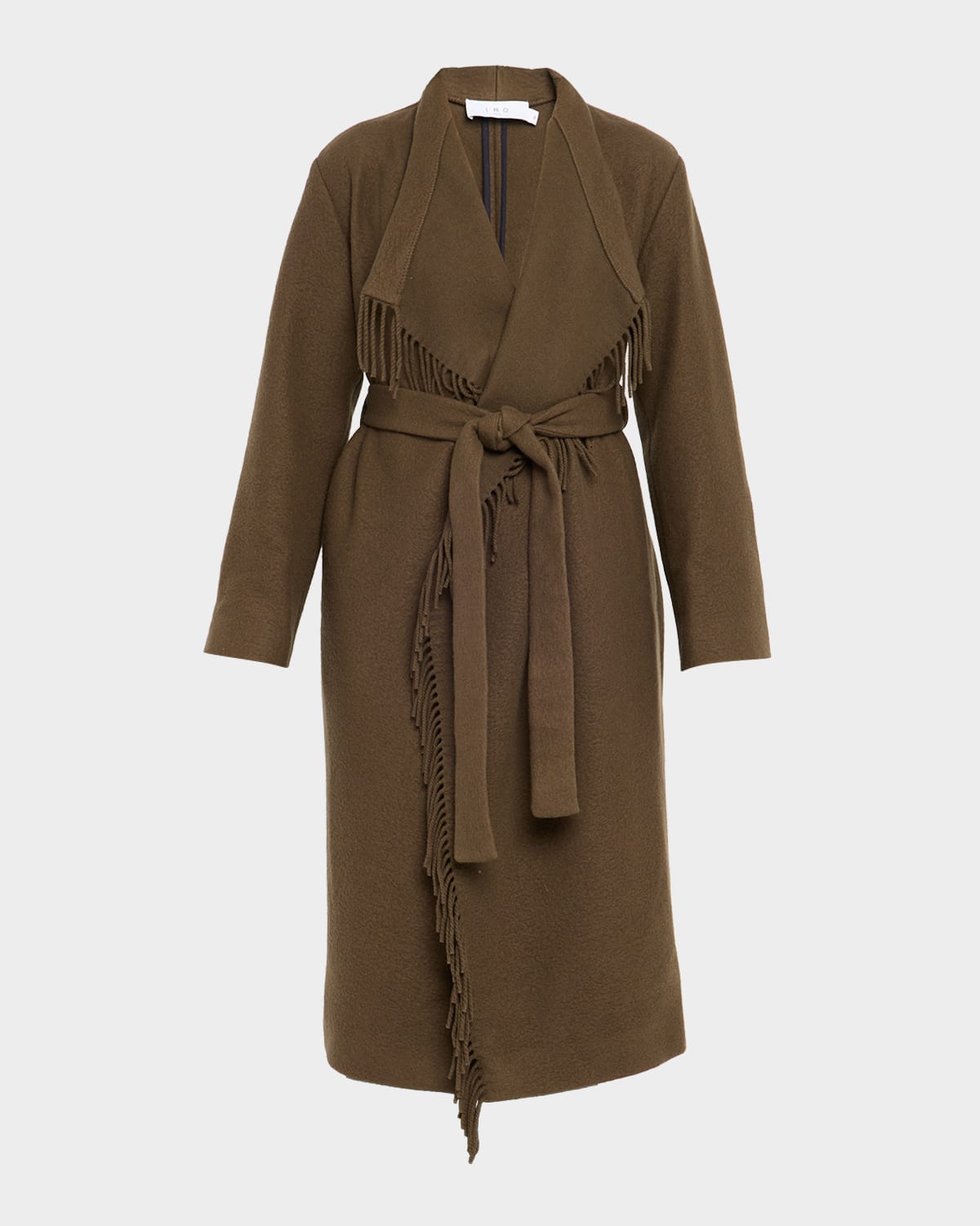 Iro Nicky Belted Fringe-trim Coat In Brown