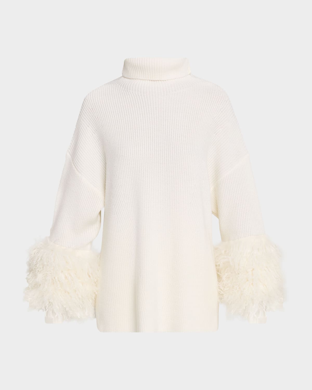 Lapointe Yak Yarn-cuff Merino Wool Turtleneck Sweater In White