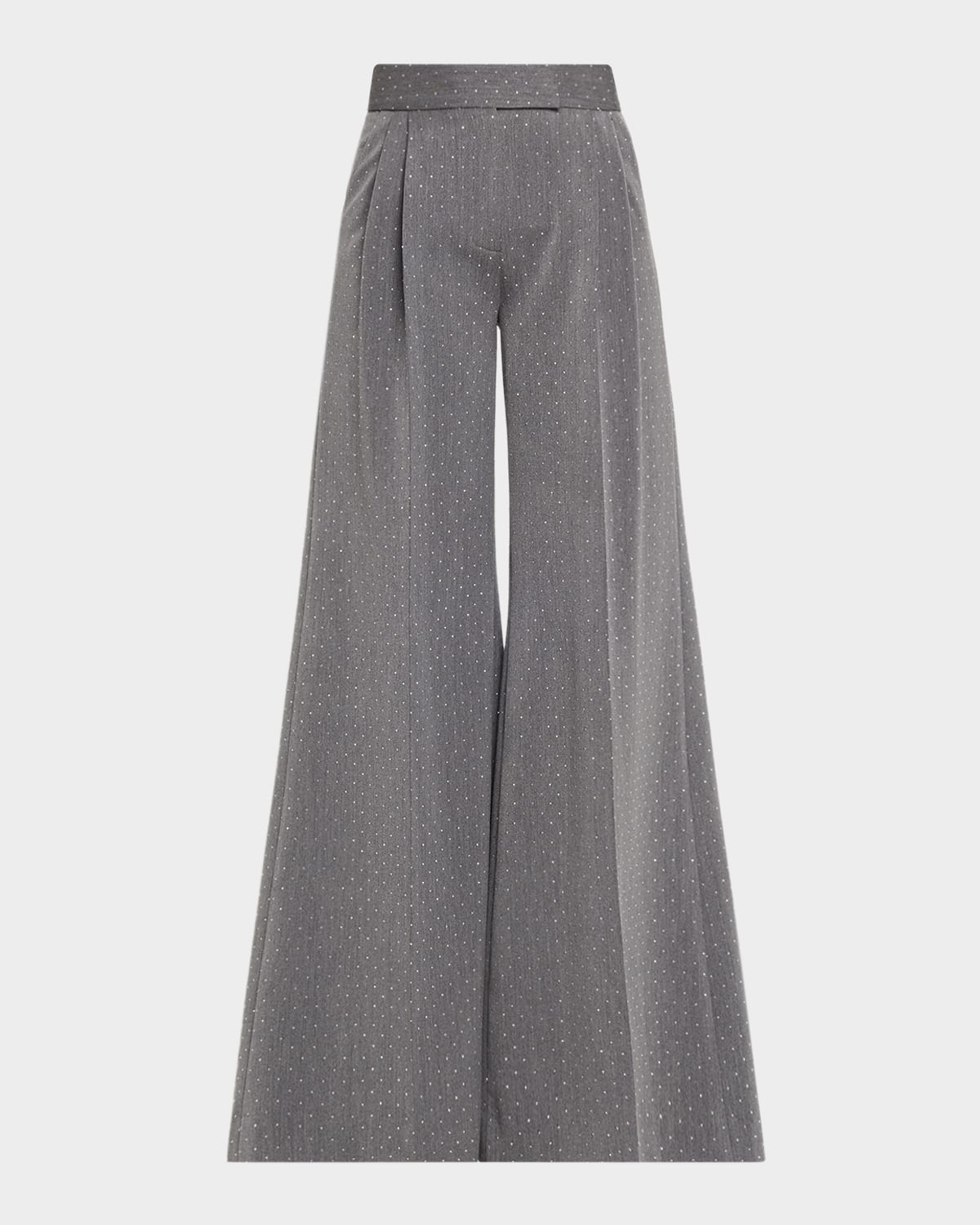 Laquan Smith Polka Dot Relaxed-fit Wide-leg Trousers In Gray