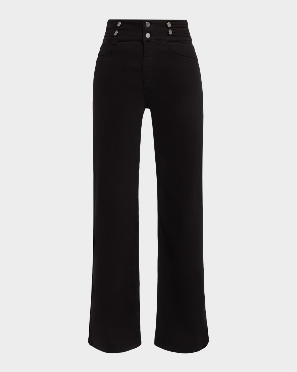 Ramy Brook Liv Double-button Wide-leg Jeans In Black