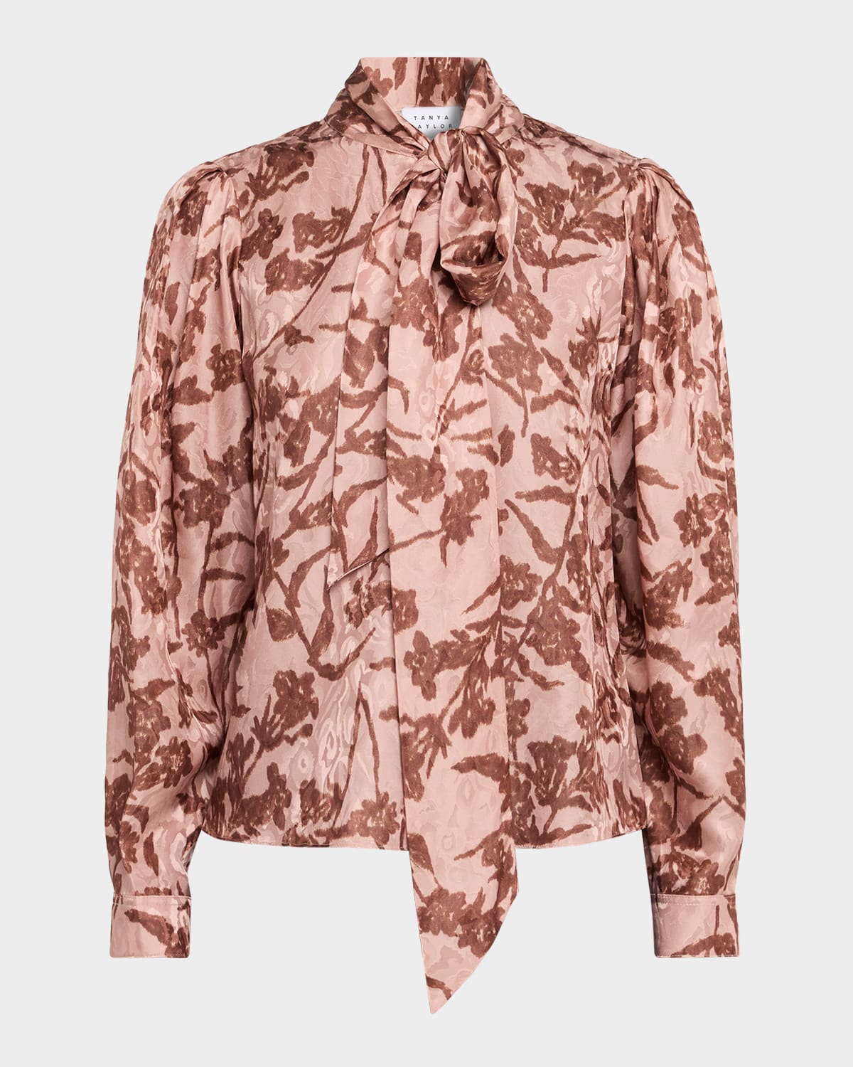 Tanya Taylor Petra Long-sleeve Silk Jacquard Top In Pink