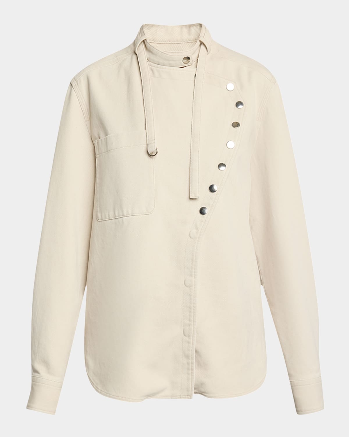 Isabel Marant Tess Asymmetric Snap-button Cotton Shirt In White