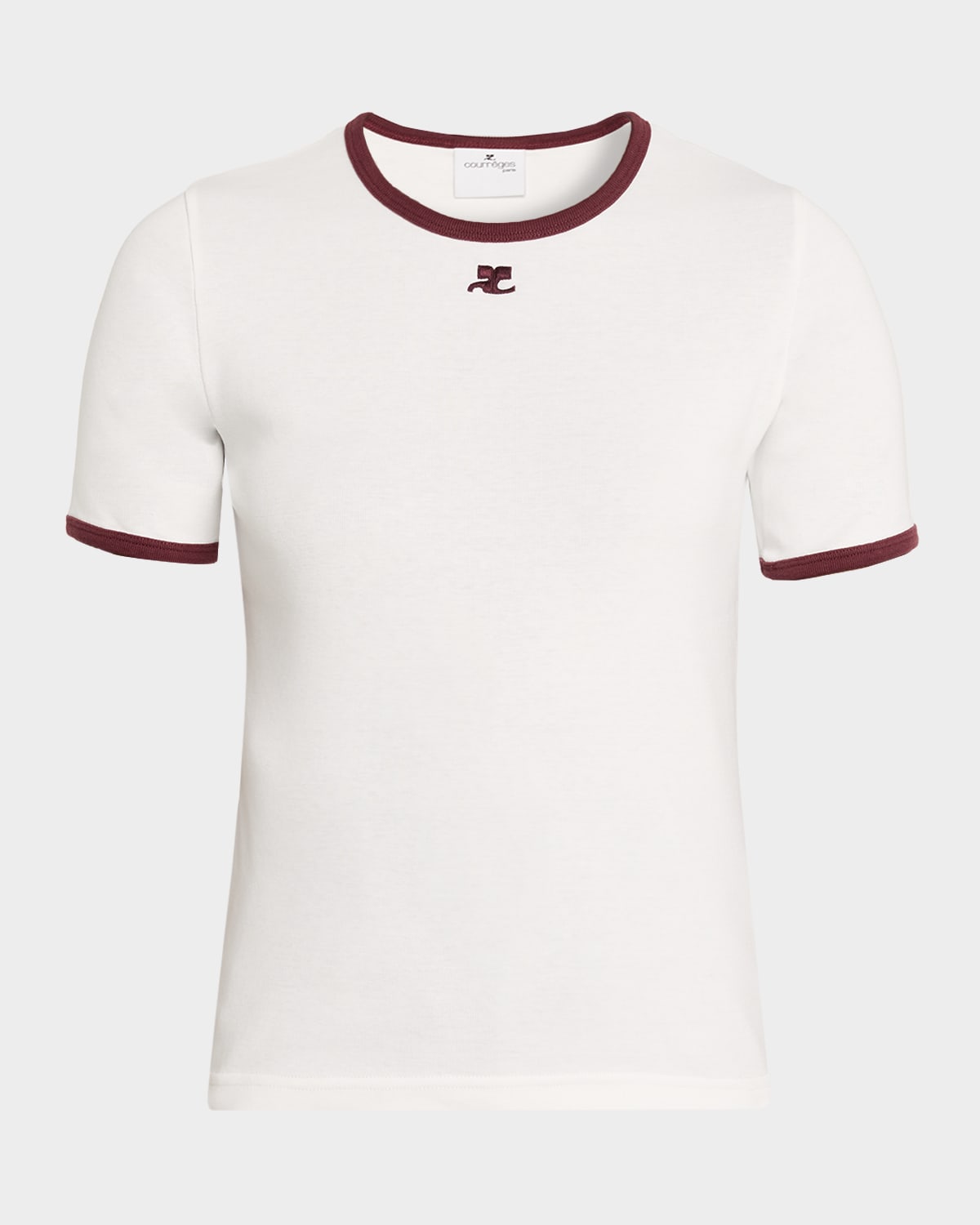 Courrèges Contrast Trim Short-sleeve T-shirt In White