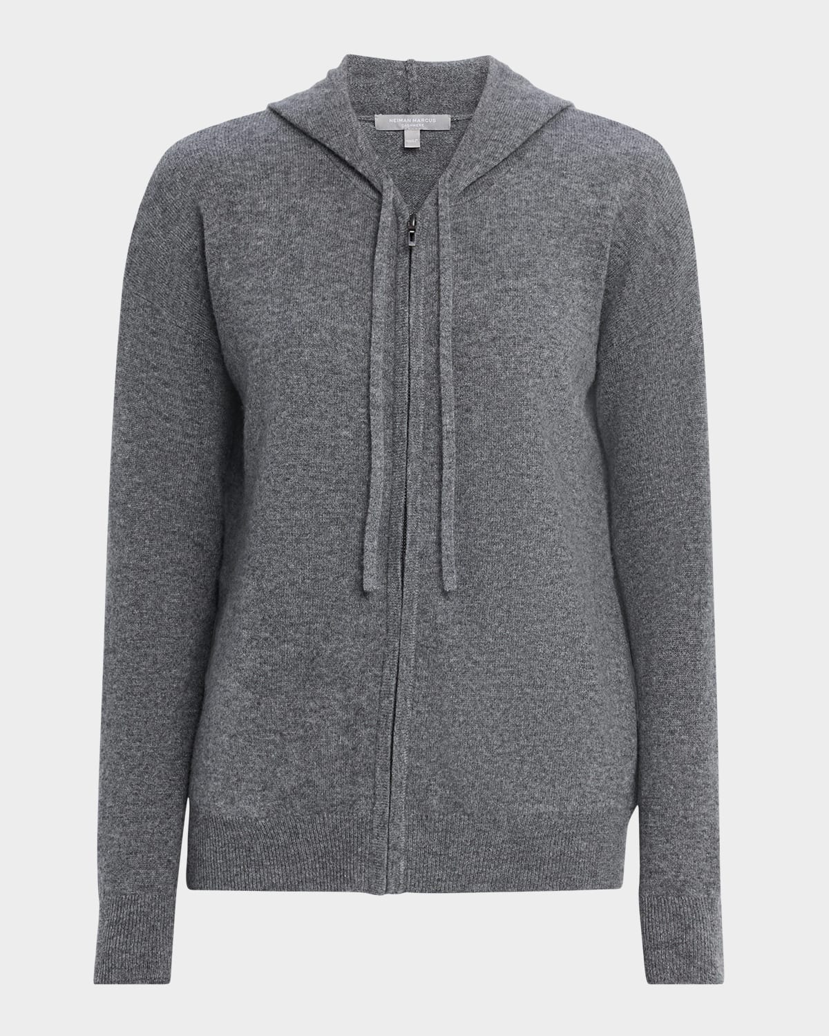 Neiman Marcus Cashmere Zip-front Hoodie In Gray
