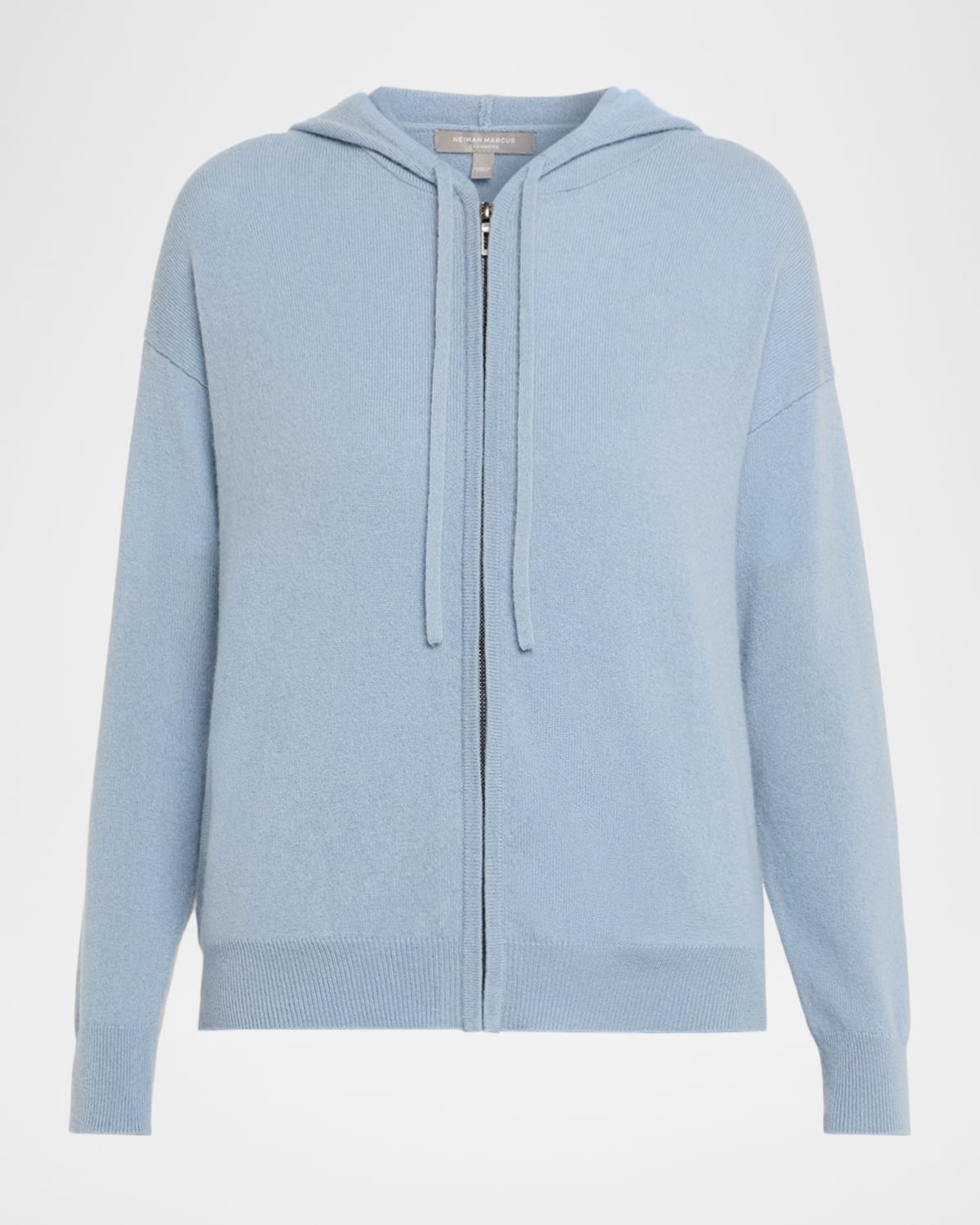 Neiman Marcus Cashmere Zip-front Hoodie In Blue