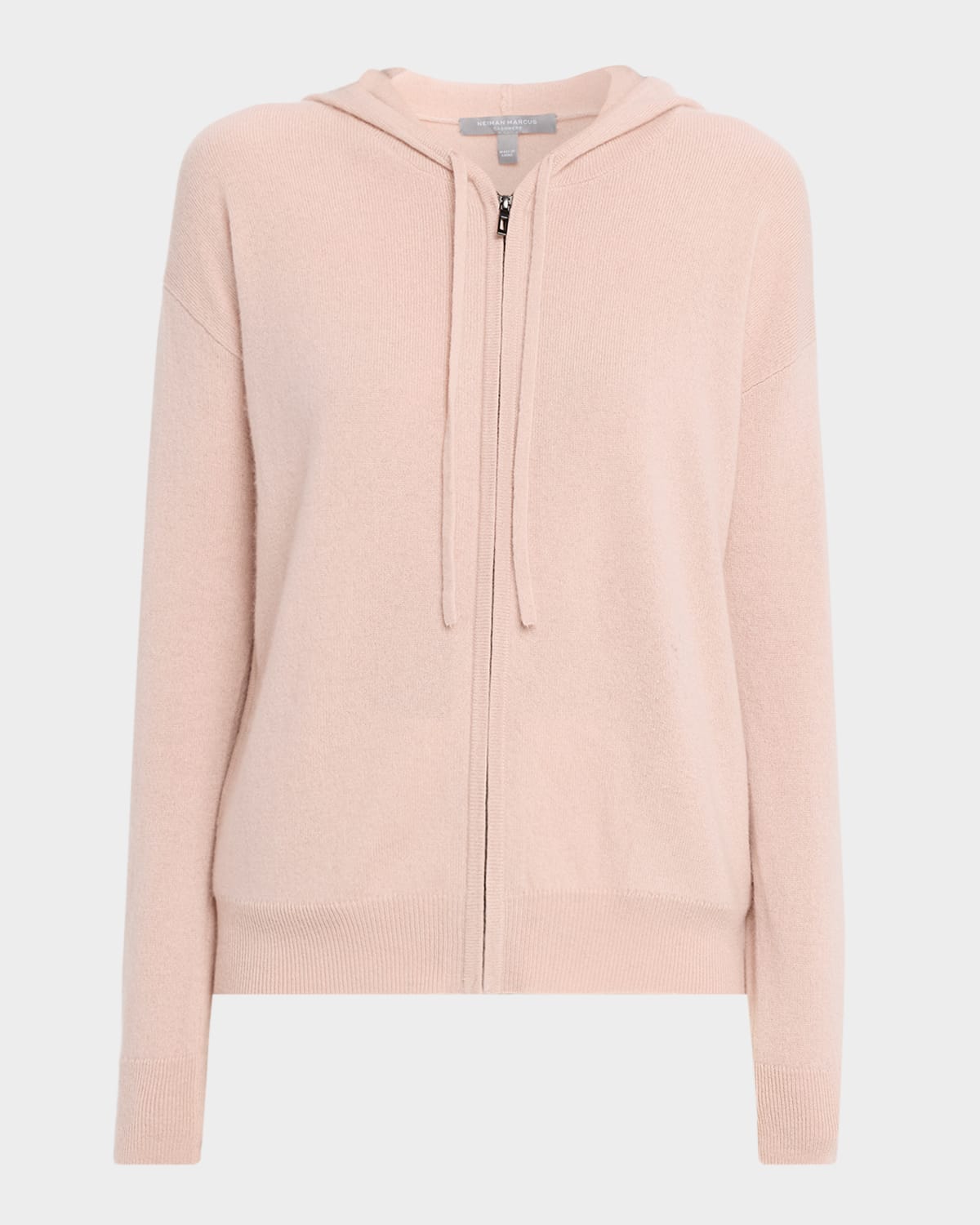 Neiman Marcus Cashmere Zip-front Hoodie In Pink