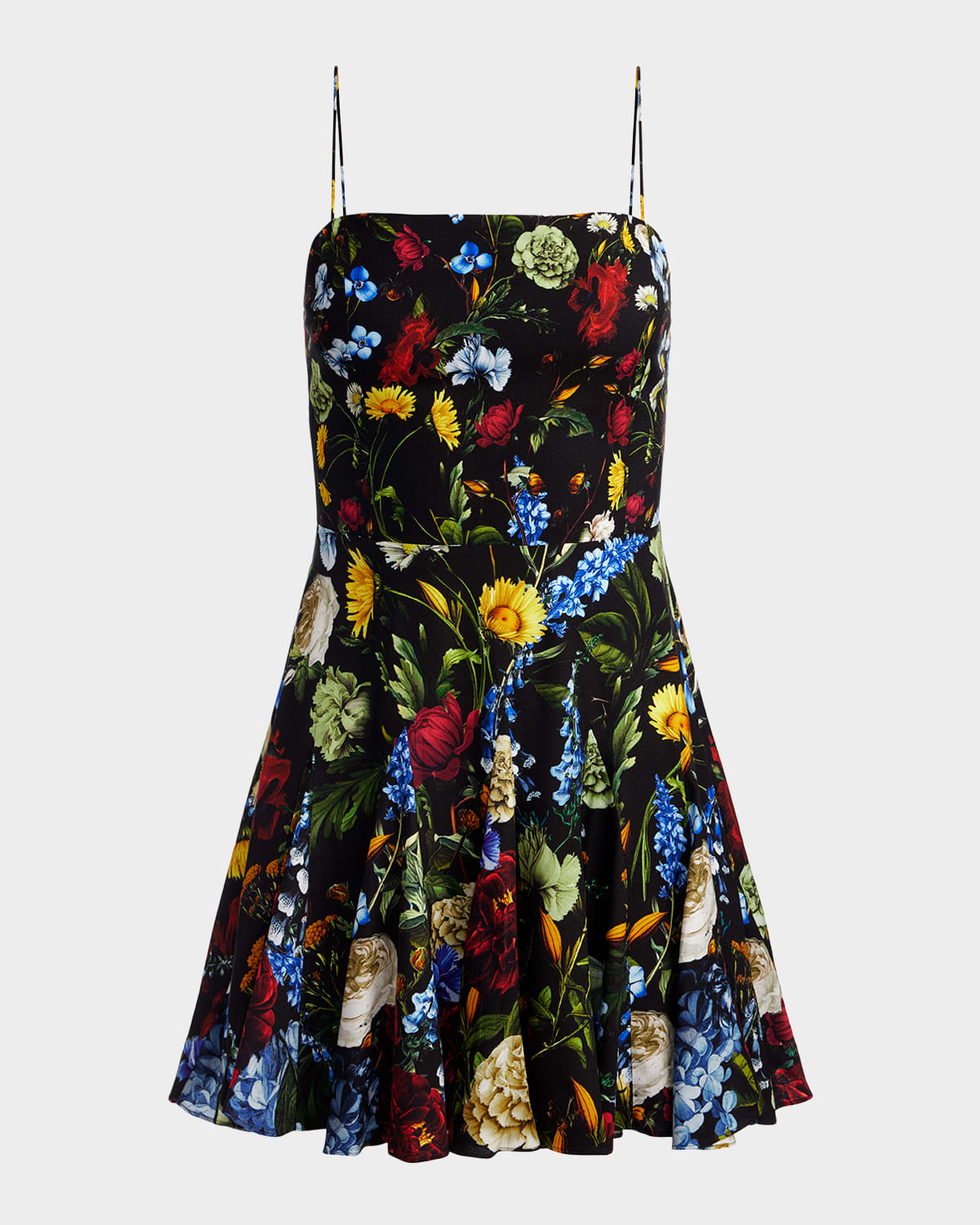 Alice And Olivia Ginny Spaghetti-strap Mini Dress In Black