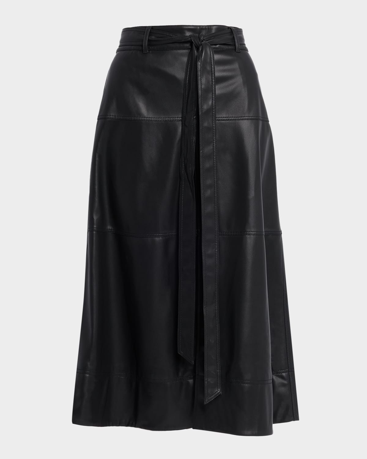 Tanya Taylor Hudley Vegan Leather Midi Skirt In Black