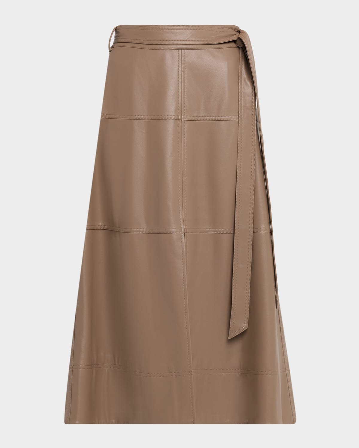 Tanya Taylor Hudley Vegan Leather Midi Skirt In Brown