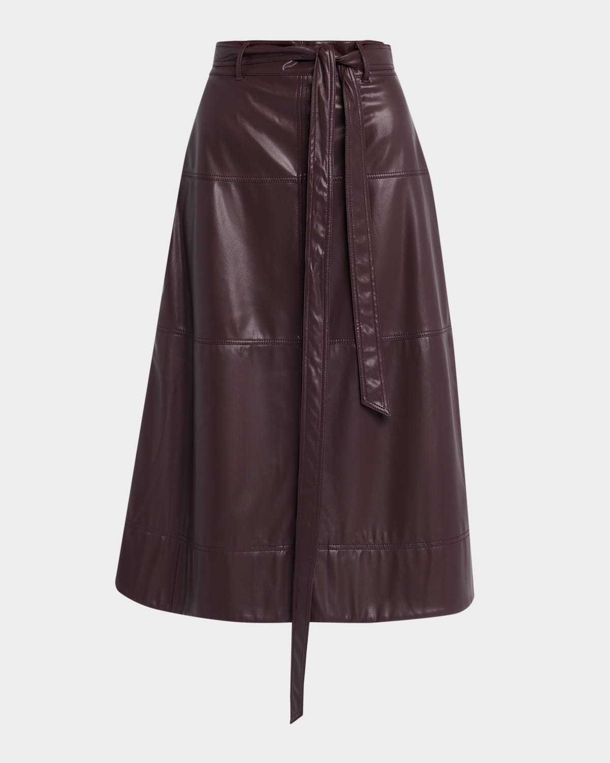 Tanya Taylor Hudley Vegan Leather Midi Skirt In Brown
