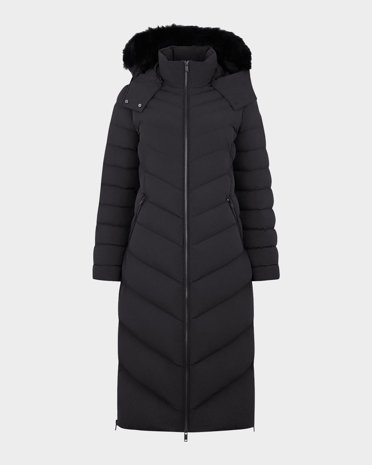 Moose Knuckles Cooper Lake Parka With Detachable Hood And Shearling Trim In Black