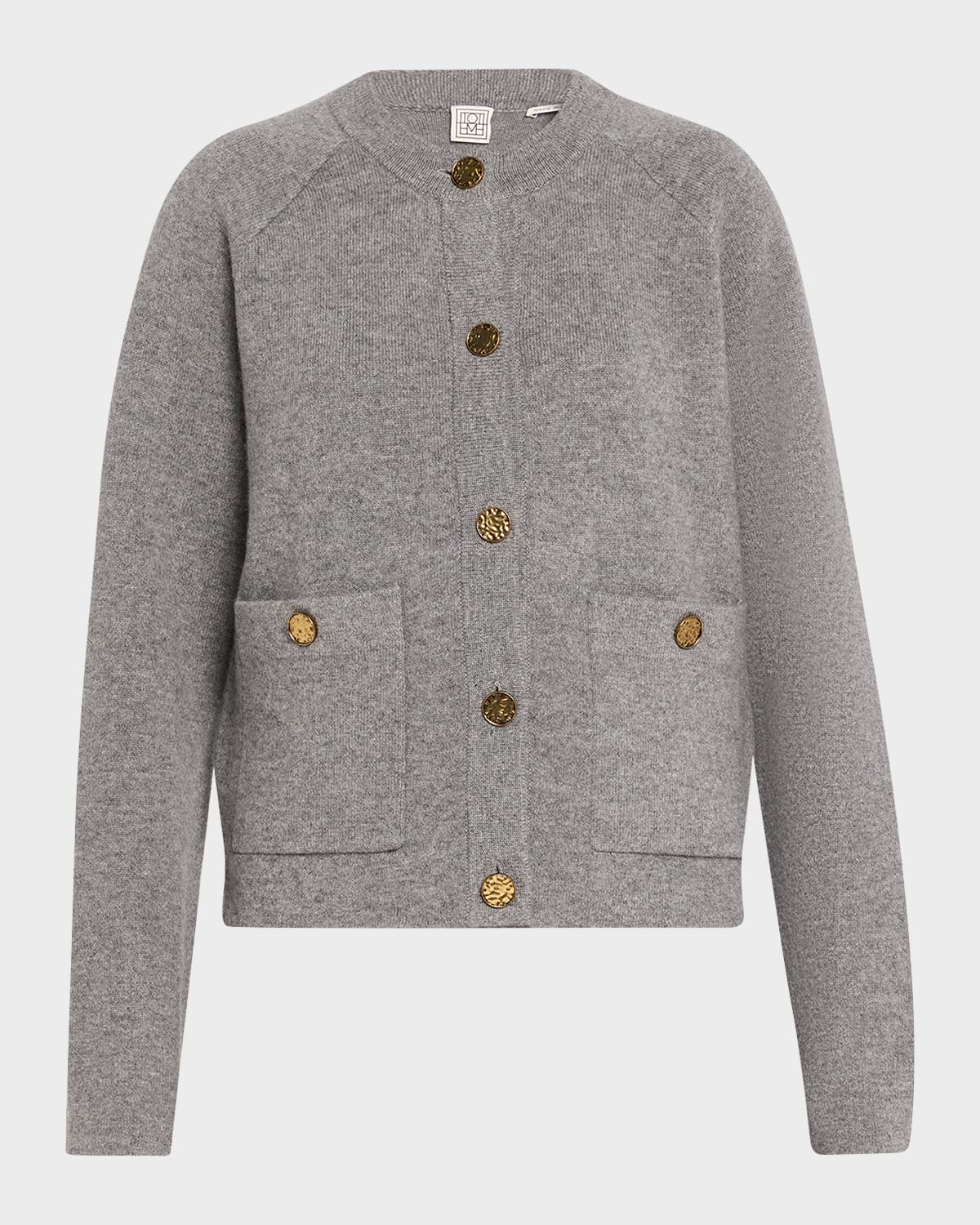 Totême Cashmere-wool Hammered Button Cardigan In Gray