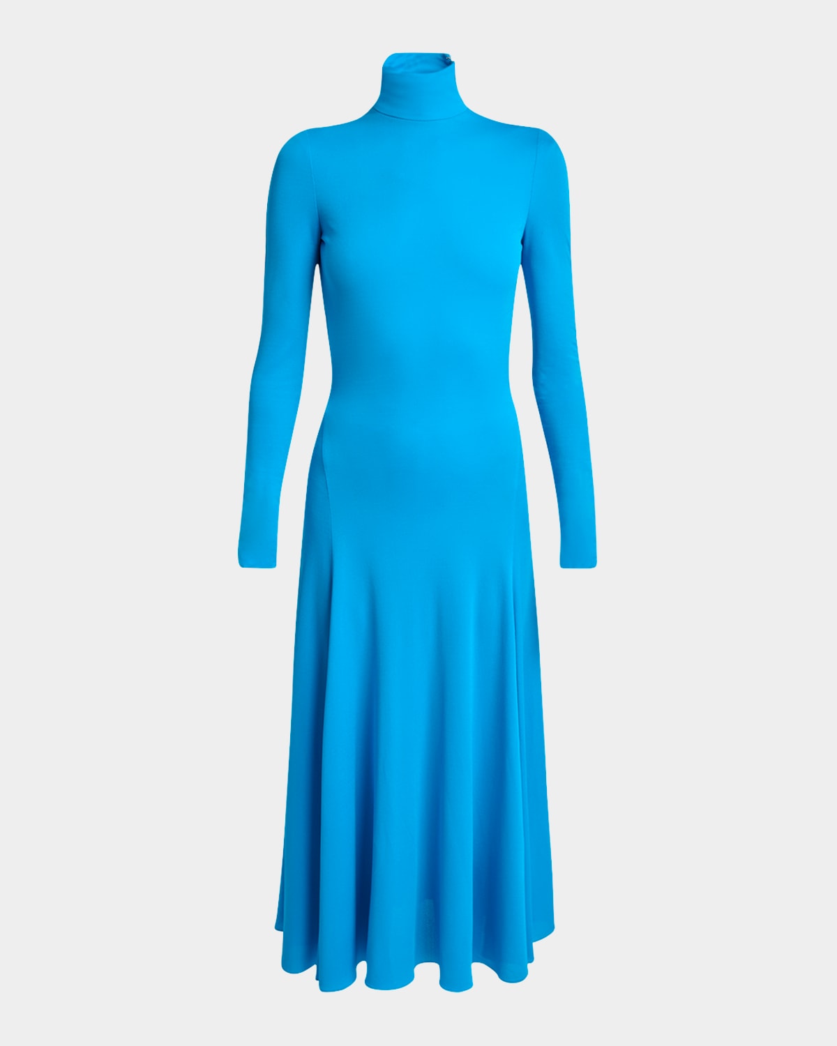 Alaïa Heart Cutout Turtleneck Long-sleeve Maxi Dress In Blue