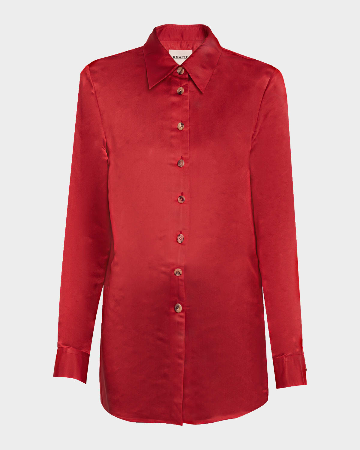 Khaite Auryn Button-down Twill Top In Red
