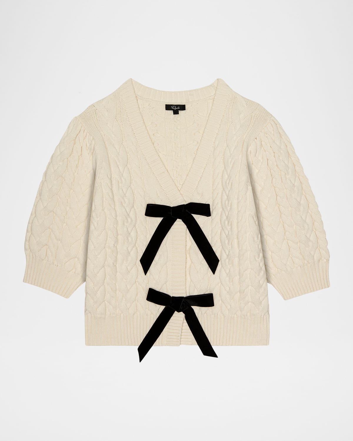Rails Clarissa Cable-Knit Bow-Front Sweater